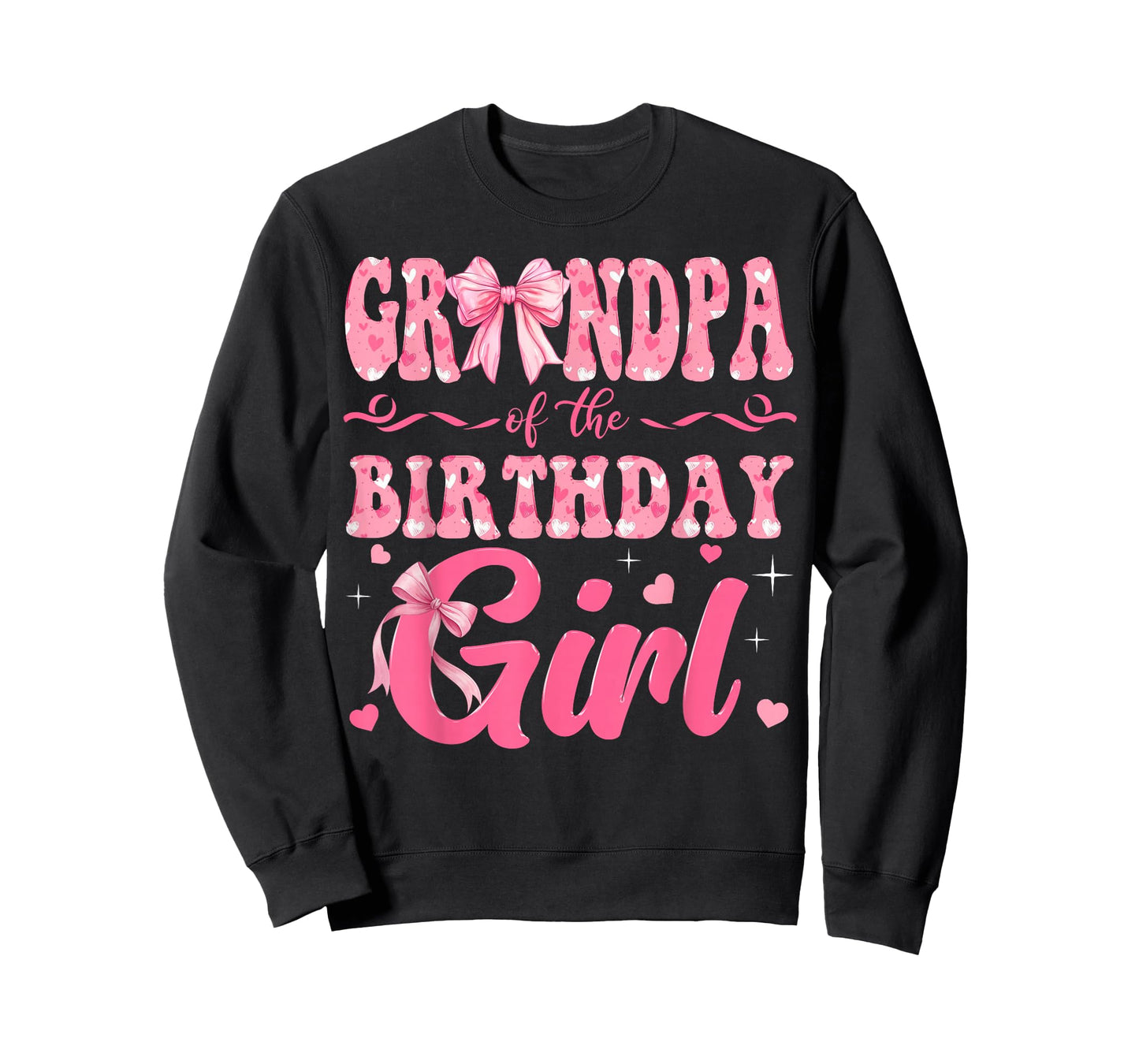 Grandpa of The Birthday Girl Family Pink Coquette Bow T-Shirt