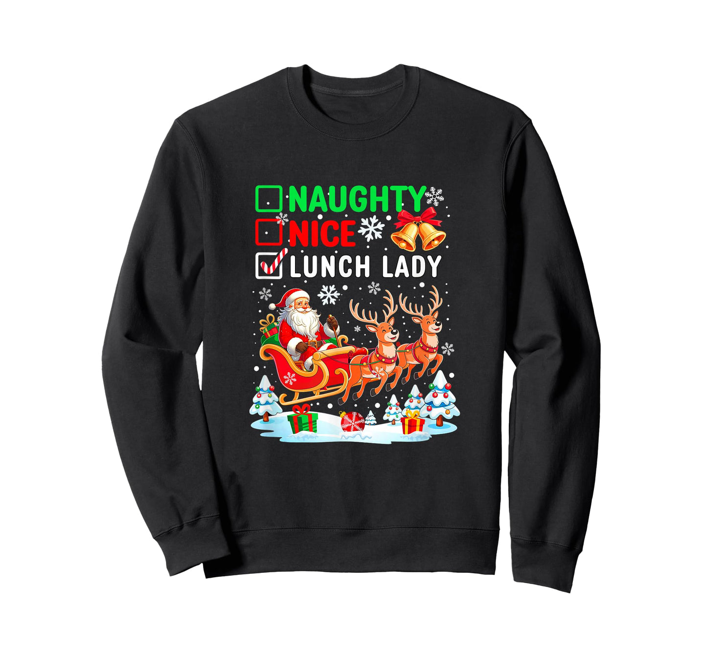 Naughty Nice Lunch Lady Christmas List Costume Job Team T-Shirt