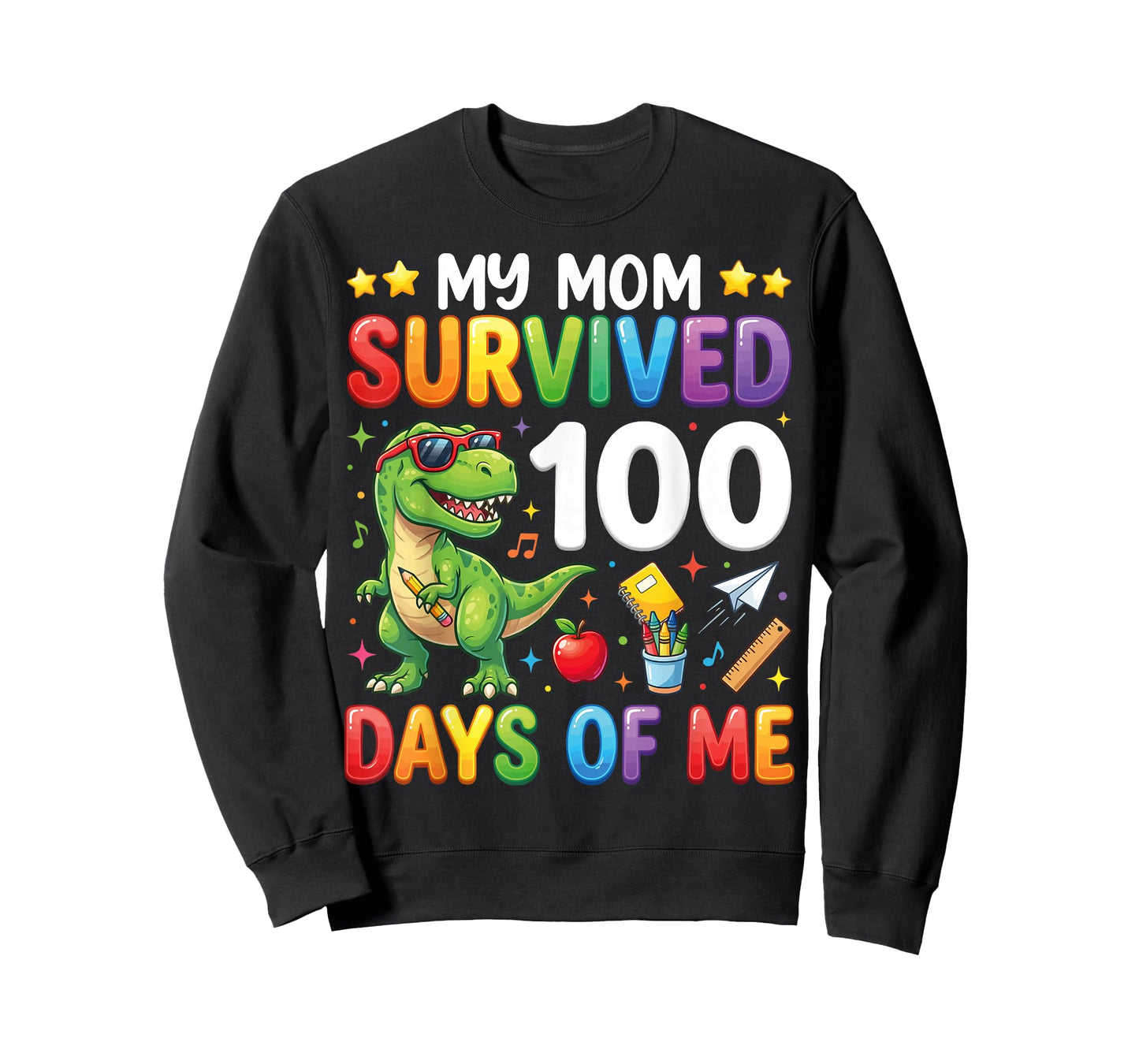 My Mom Survived 100 Days of Me T-Rex Dinosaur Boys Kids T-Shirt