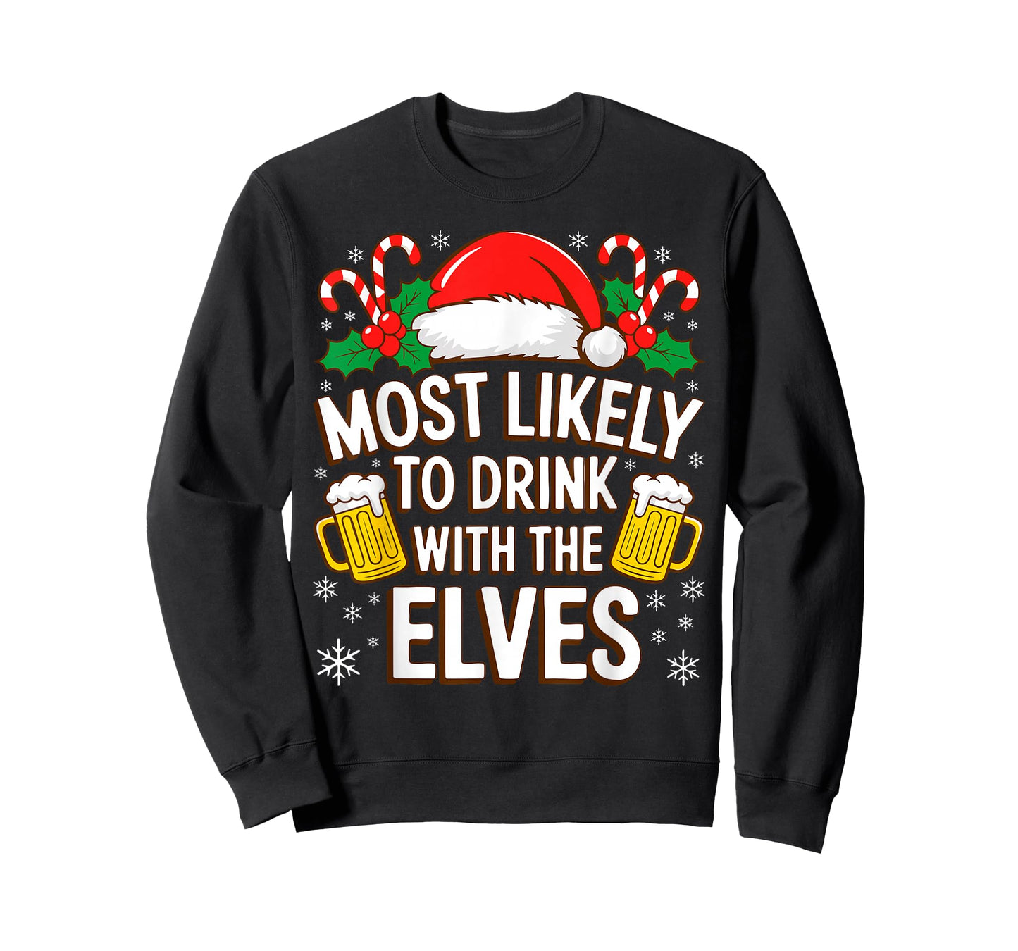 Most Likely to Drink with The Elves Shirt Drinking Christmas T-Shirt
