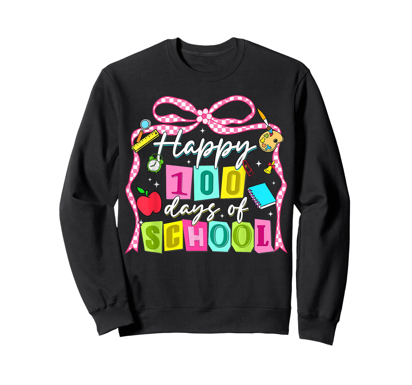 Happy 100 Days of School Cute Coquette Bow Girl Kid Teacher T-Shirt