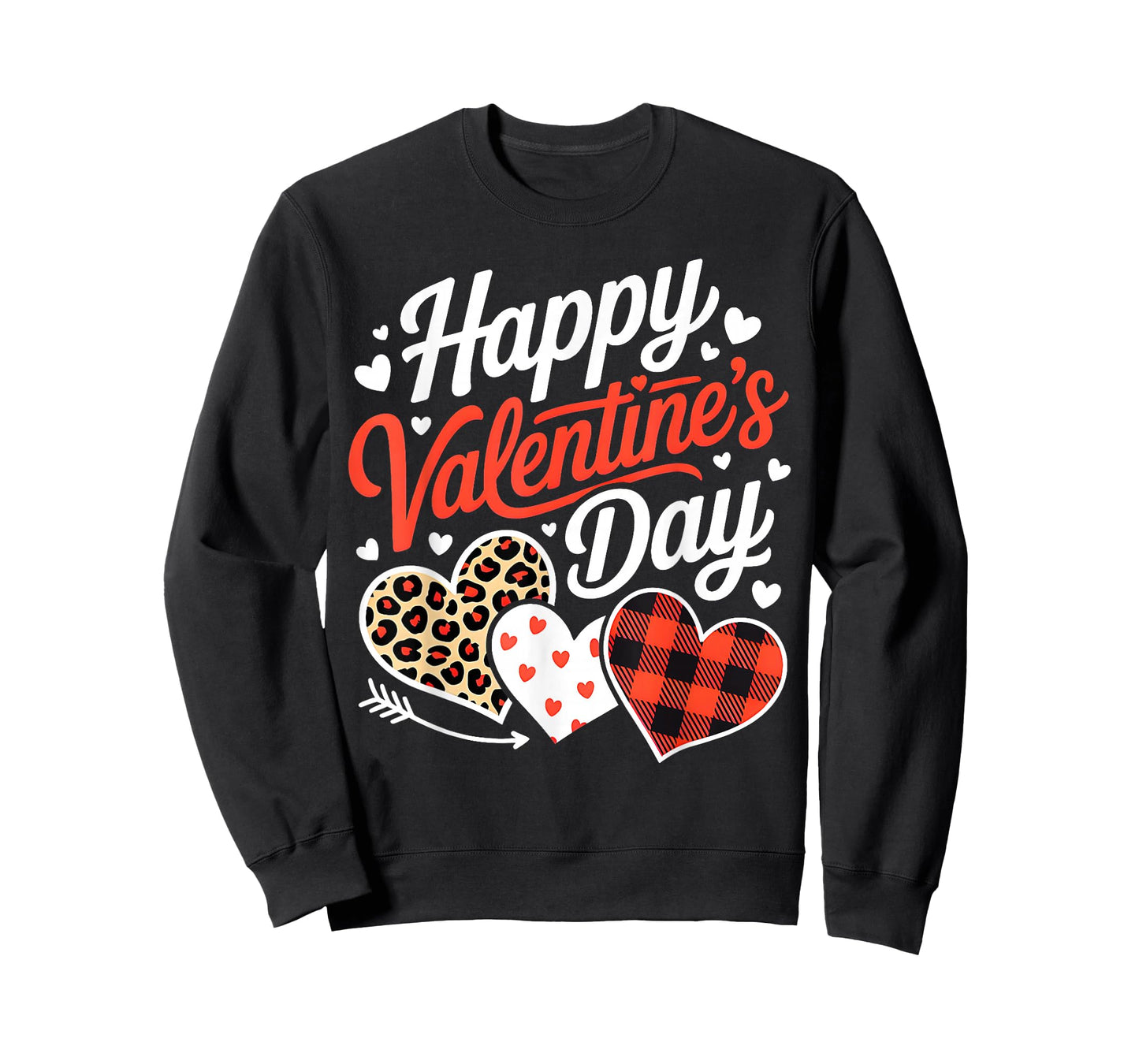 Funny Happy Valentines Cute Hearts Leopard Buffalo Plaid T-Shirt
