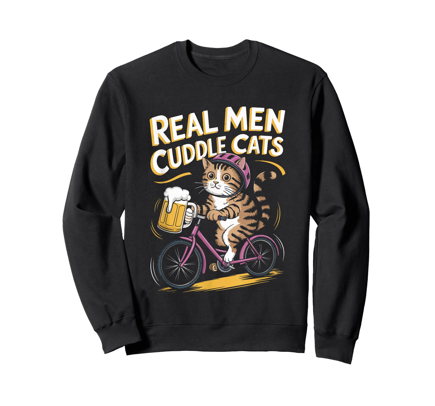 Real Men Cuddle Cats Funny Cat Lover Design T-Shirt