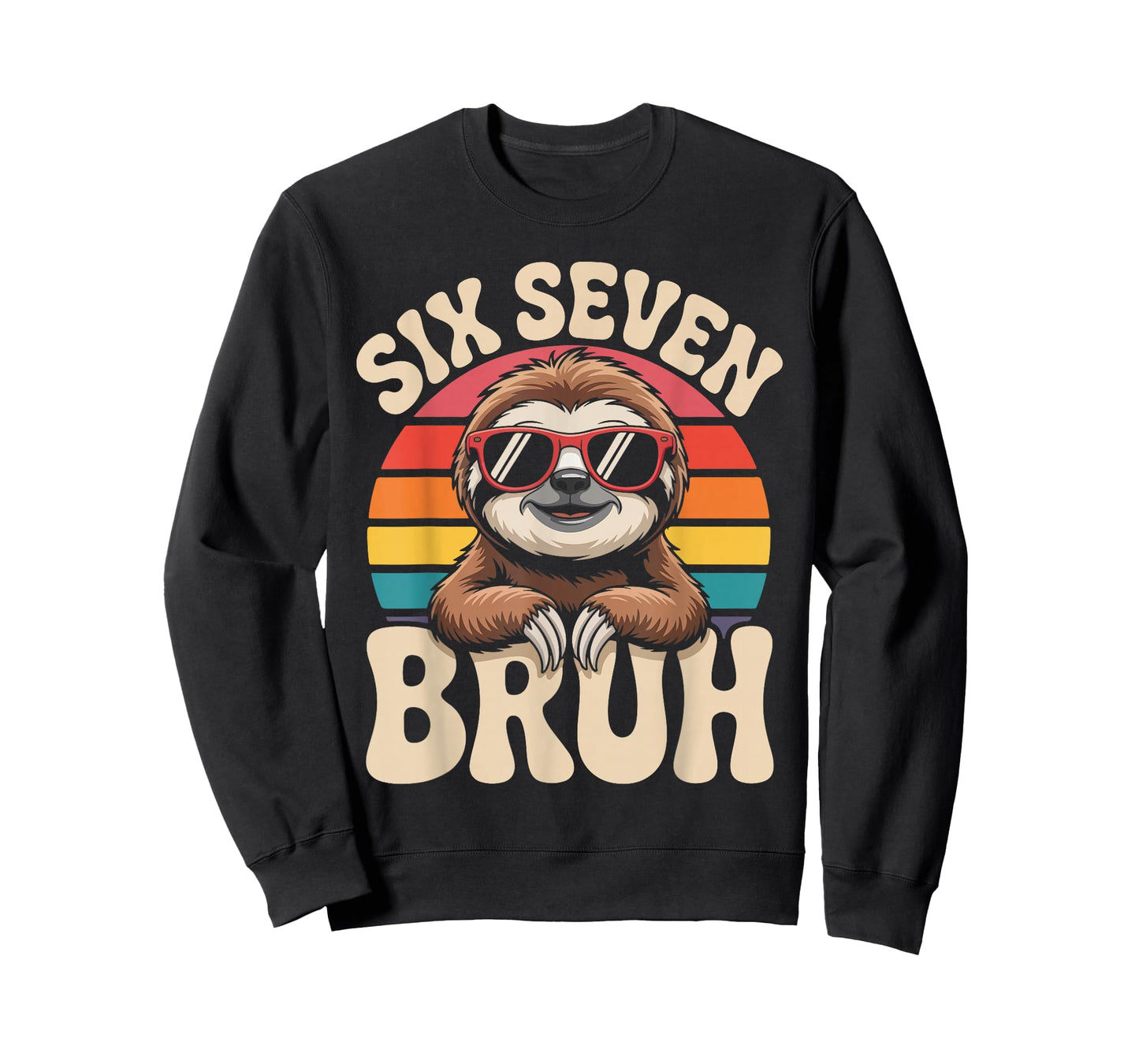 Six Seven Bruh Sloth Retro Vintage Funny 67 Meme Kids T-Shirt
