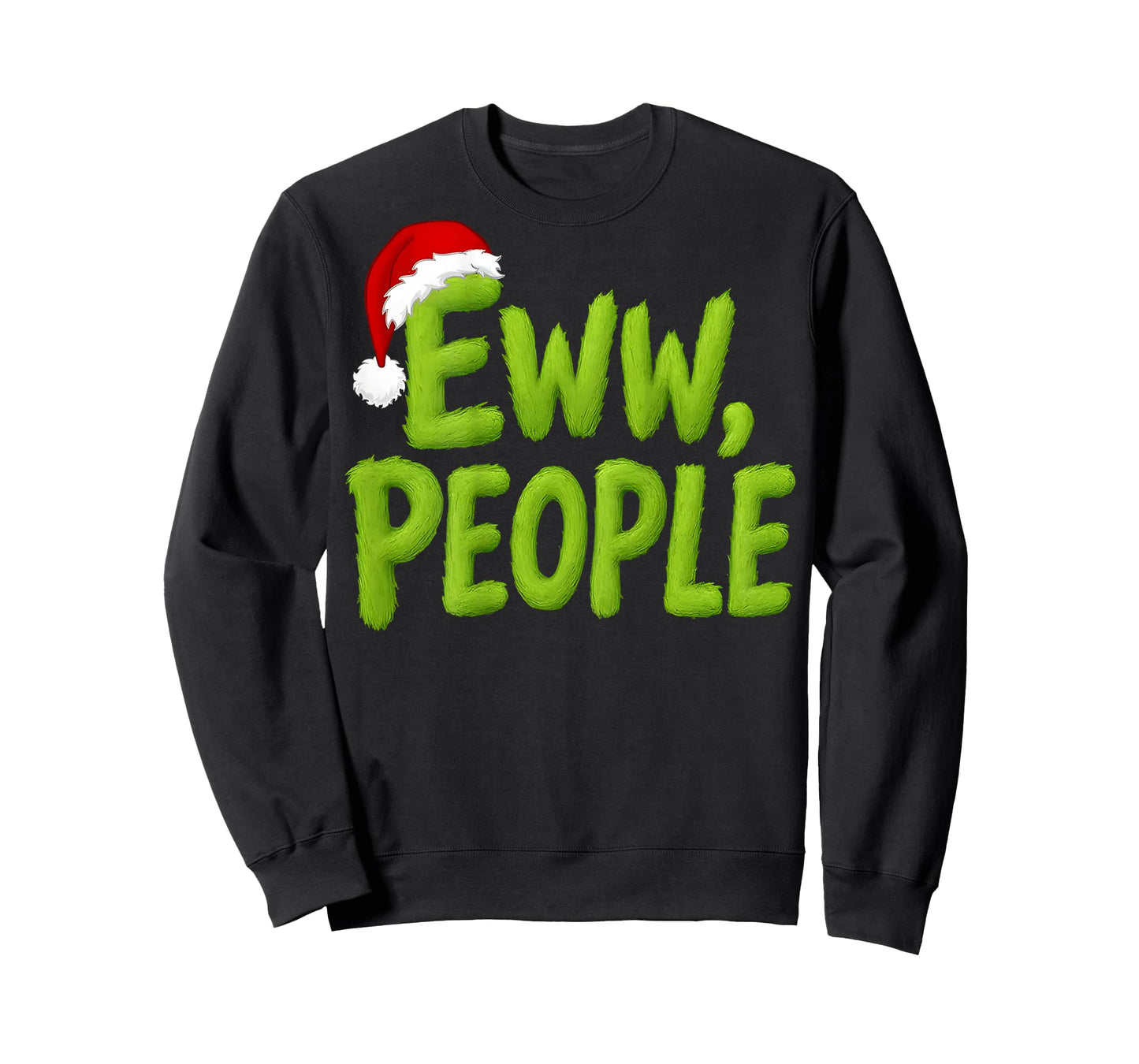 On Back Eww People Santa Hat Green Funny Christmas Mens Kids T-Shirt