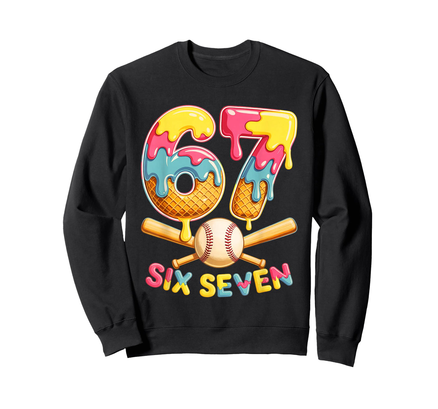 Baseball Drip Ice Cream Number 67 Player Lifestyle T-Shirt