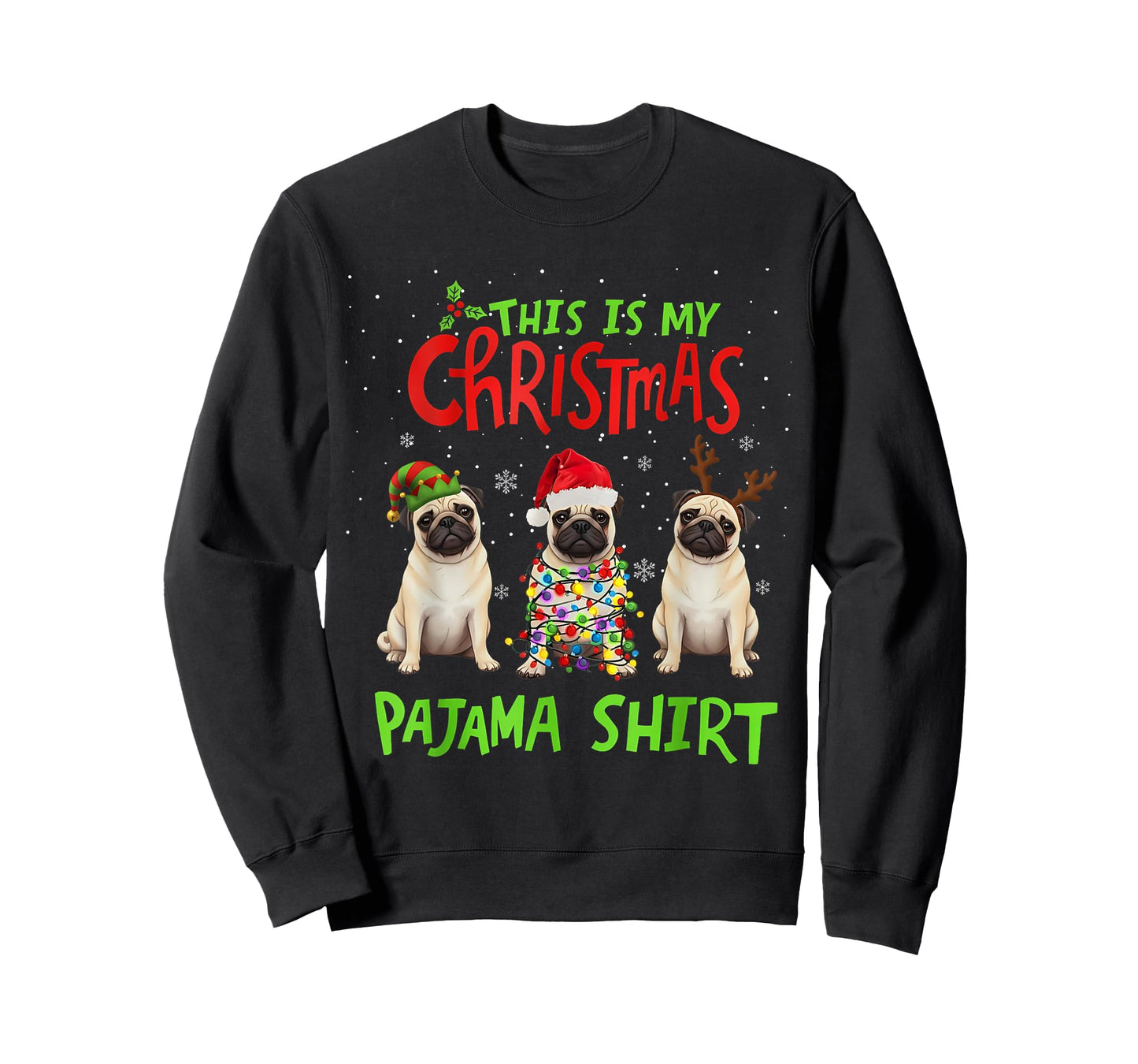 This is My Christmas Pajama Shirt Pug Dog Funny Xmas T-Shirt