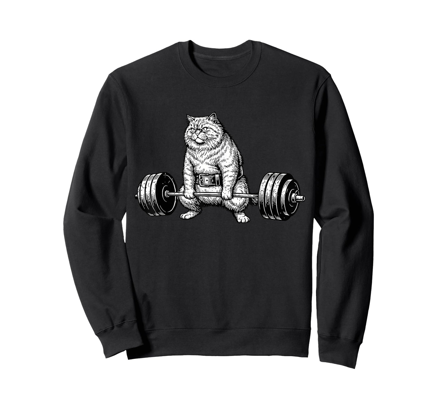 Retro Cat Deadlift Powerlifting Funny Gym Weight Lifting T-Shirt