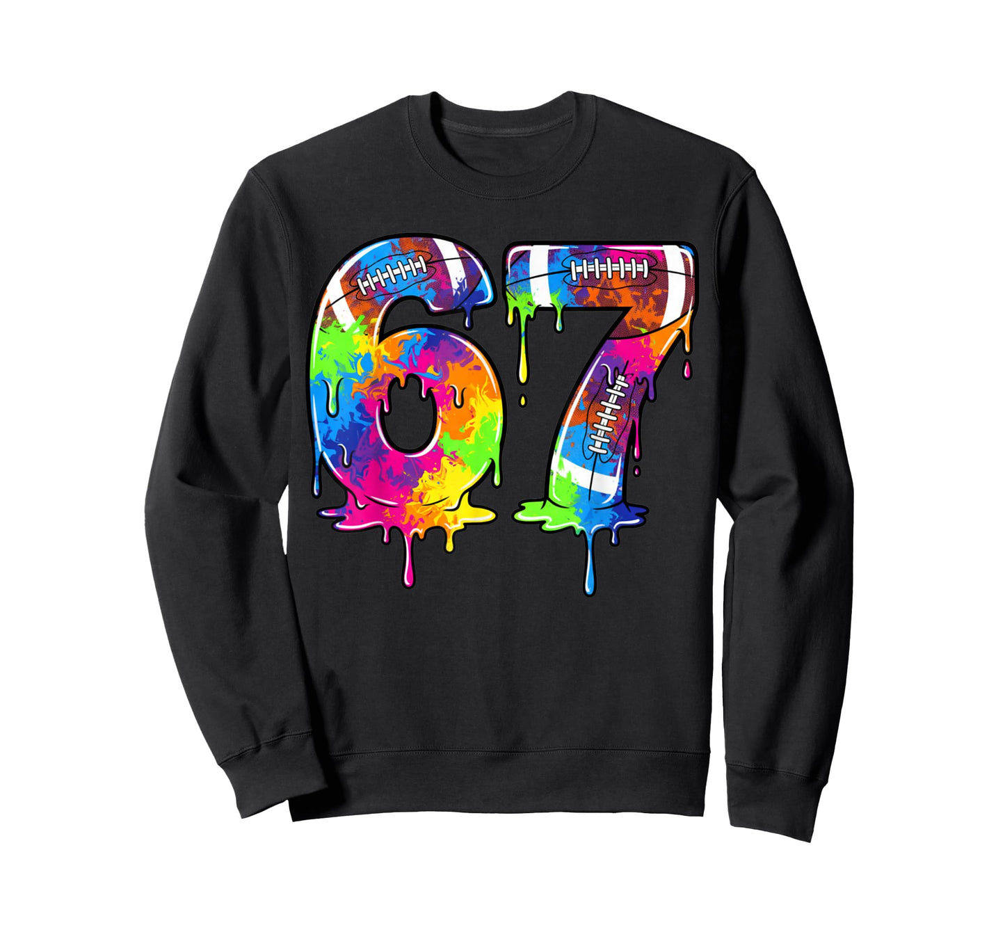 Kids Meme 67 Number Six 6 Seven 7 Ice Cream Drips Football T-Shirt