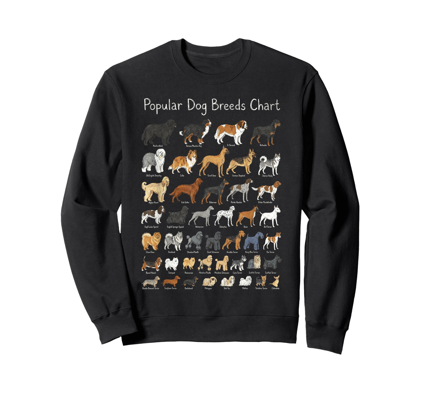 Popular Dog Breeds Chart Educational Diagram T-Shirt
