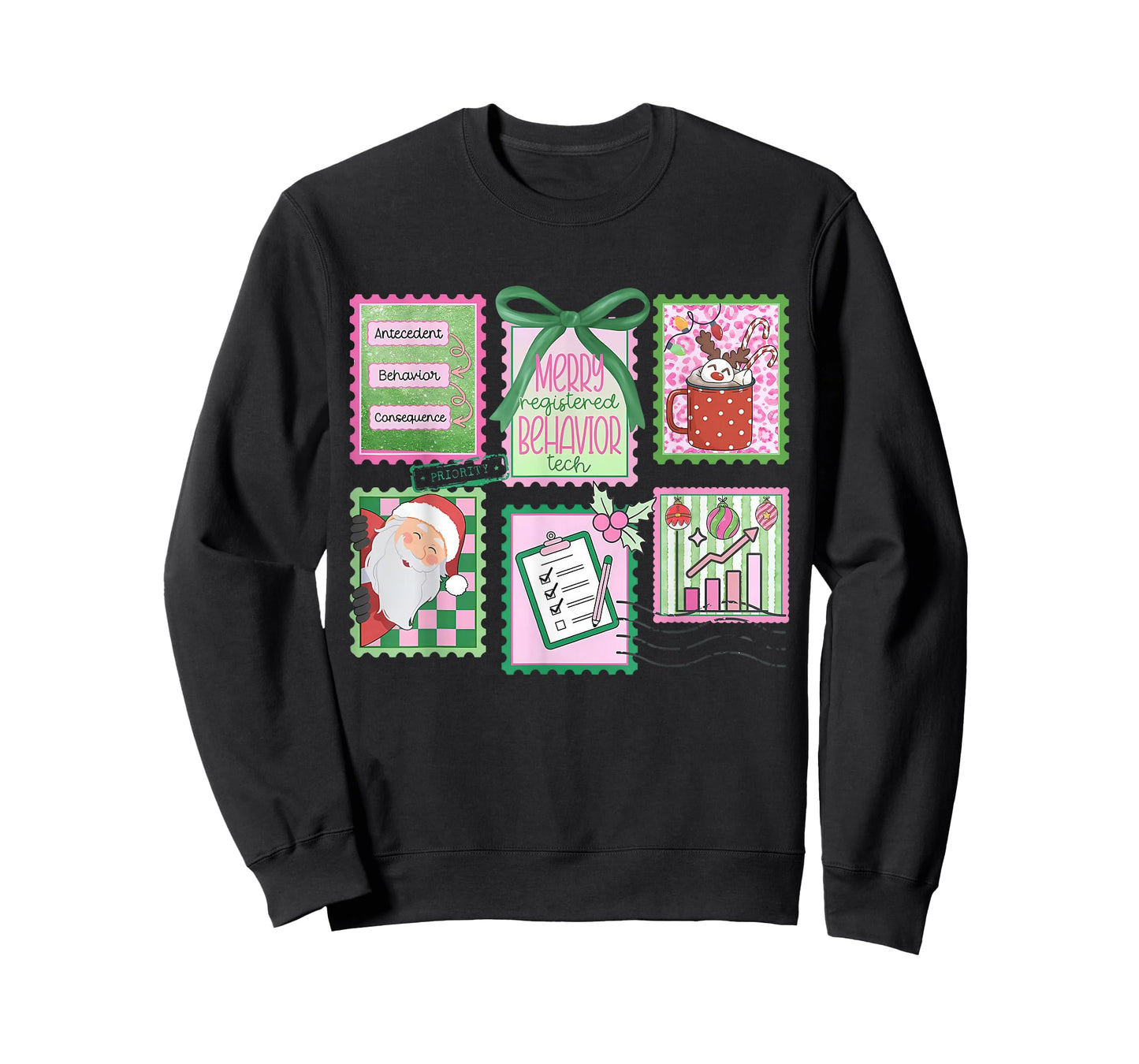 Stamp Bow RBT Registered Behavior Technician Christmas ABA T-Shirt