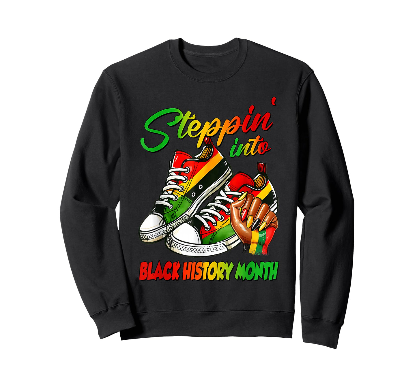 Stepping Into Black History Month Black Afro Woman Girls T-Shirt