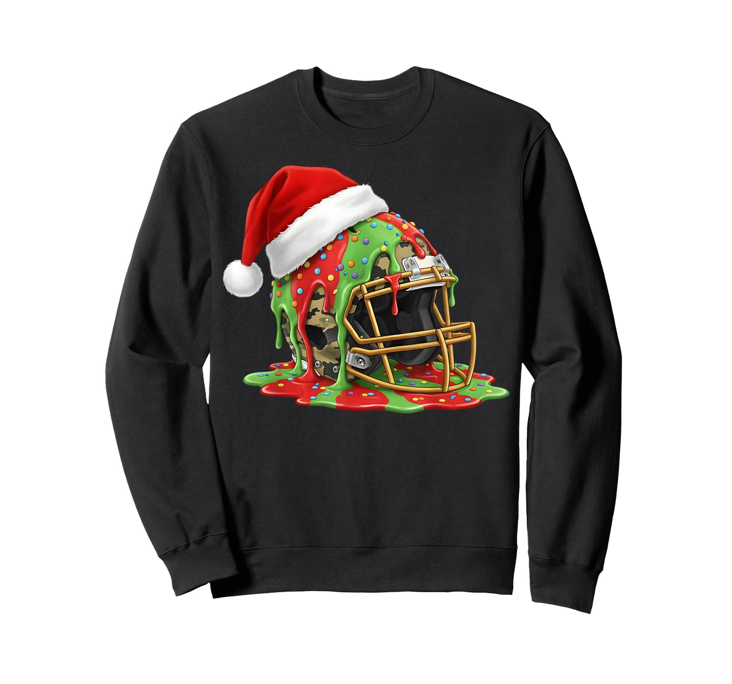 Christmas Football Drip Boys Ice Cream Drip Camo Santa Xmas T-Shirt