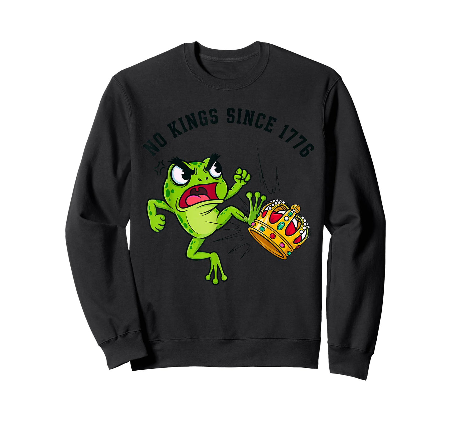No Kings Since 1776 Angry Frog Patriotic Freedom USA T-Shirt