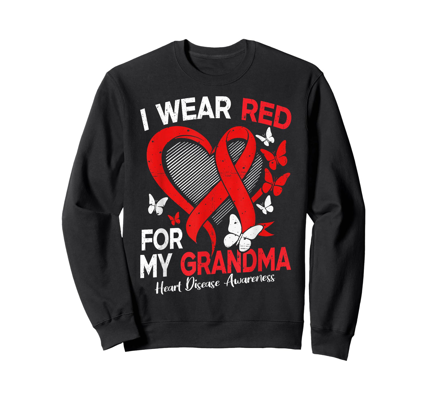 I Wear Red for My Grandma Heart Disease Awareness Butterfly T-Shirt