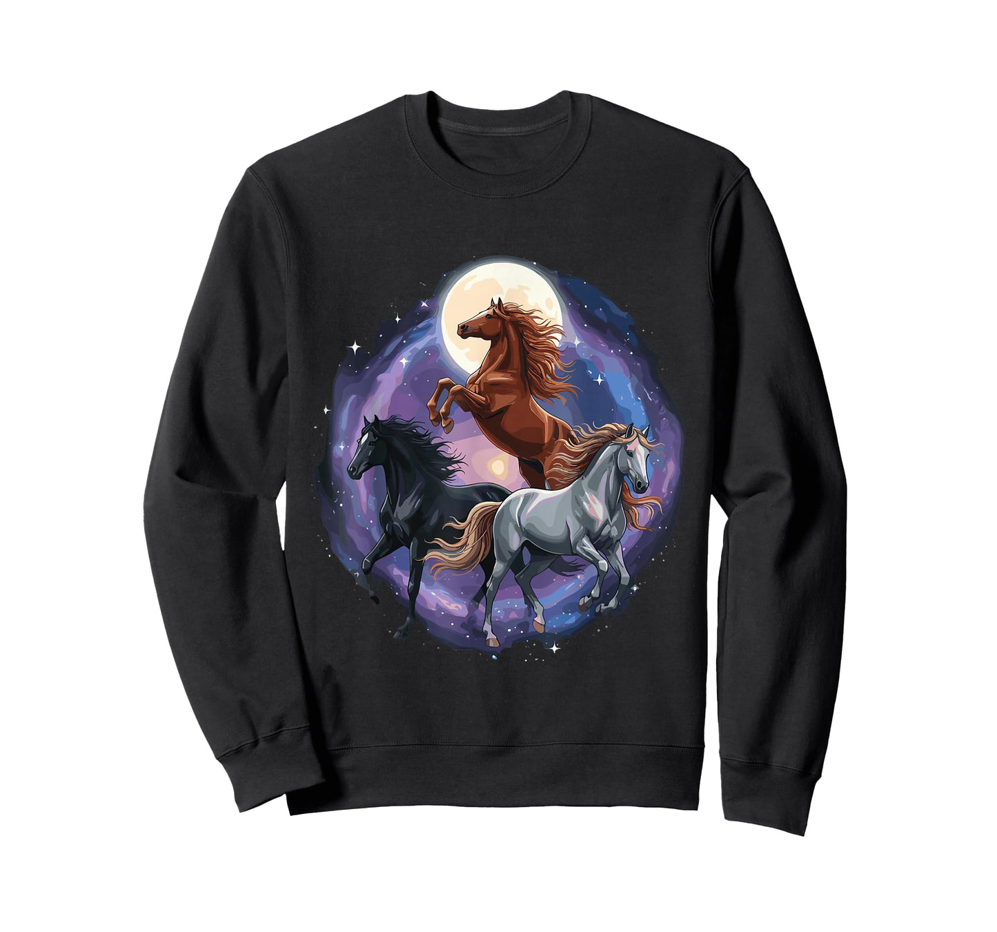 Three Moon Funny Horse Shirt Space Galaxy Horses Graphic T-Shirt