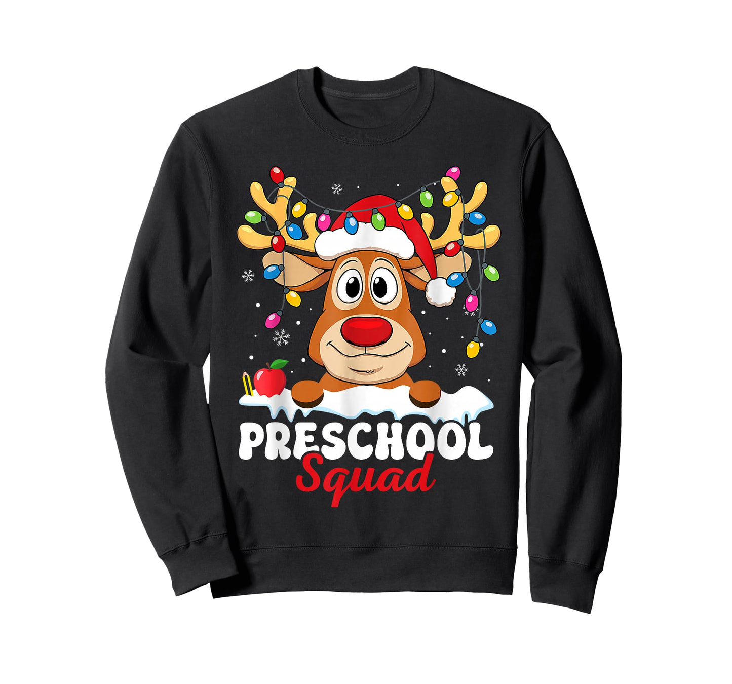 Preschool Teacher Christmas Preschool Squad Reindeer Xmas T-Shirt