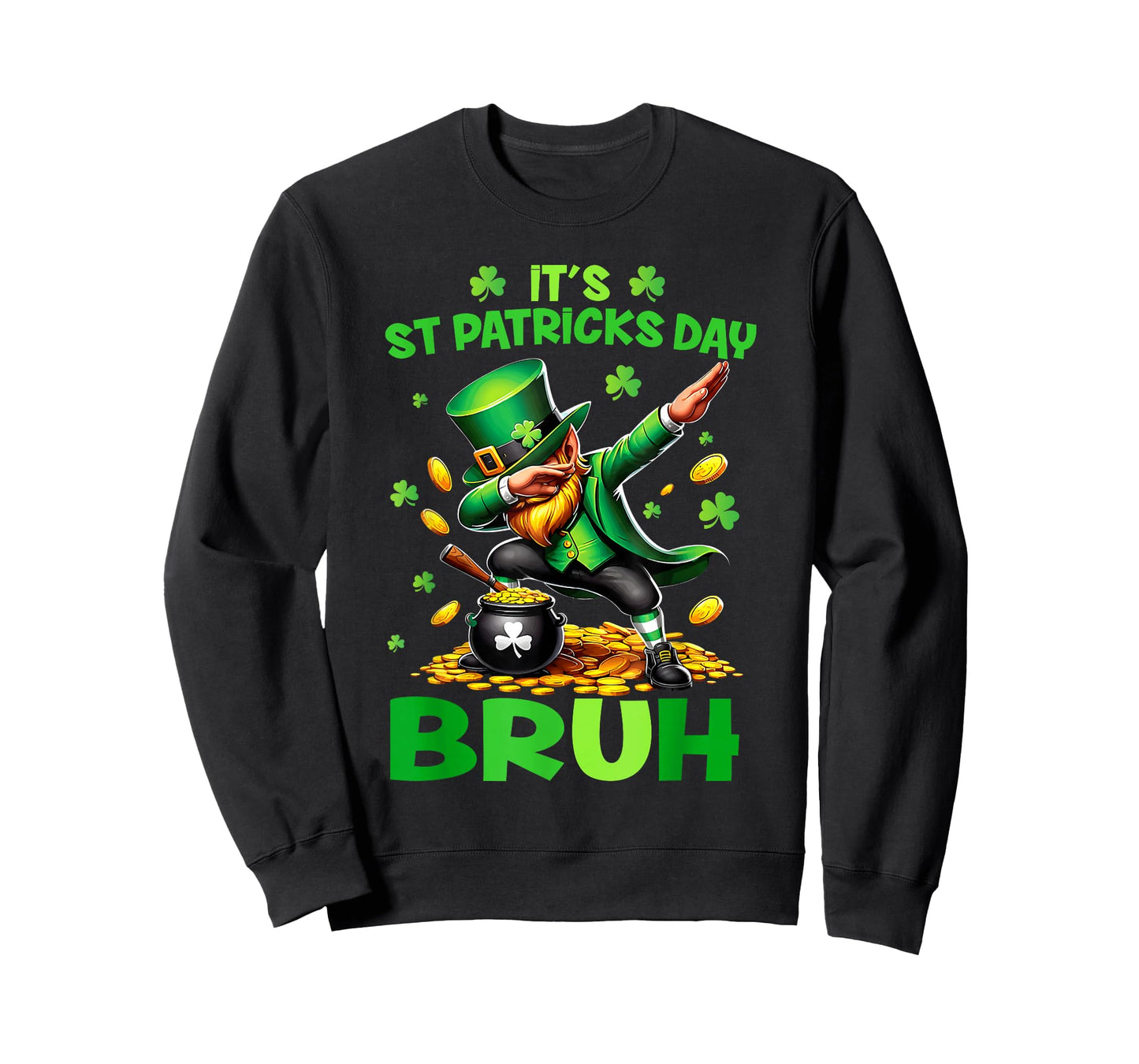 Funny Bruh It's St Patricks Day Dabbing Leprechaun Boys Teen T-Shirt