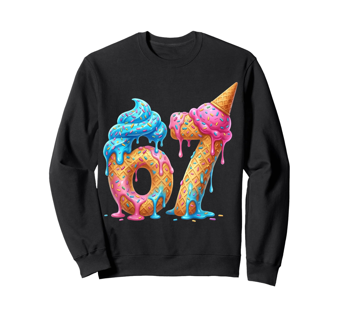 Six Seven 67 Drip 6 7 Ice Cream Dripping 6-7 Meme Funny T-Shirt