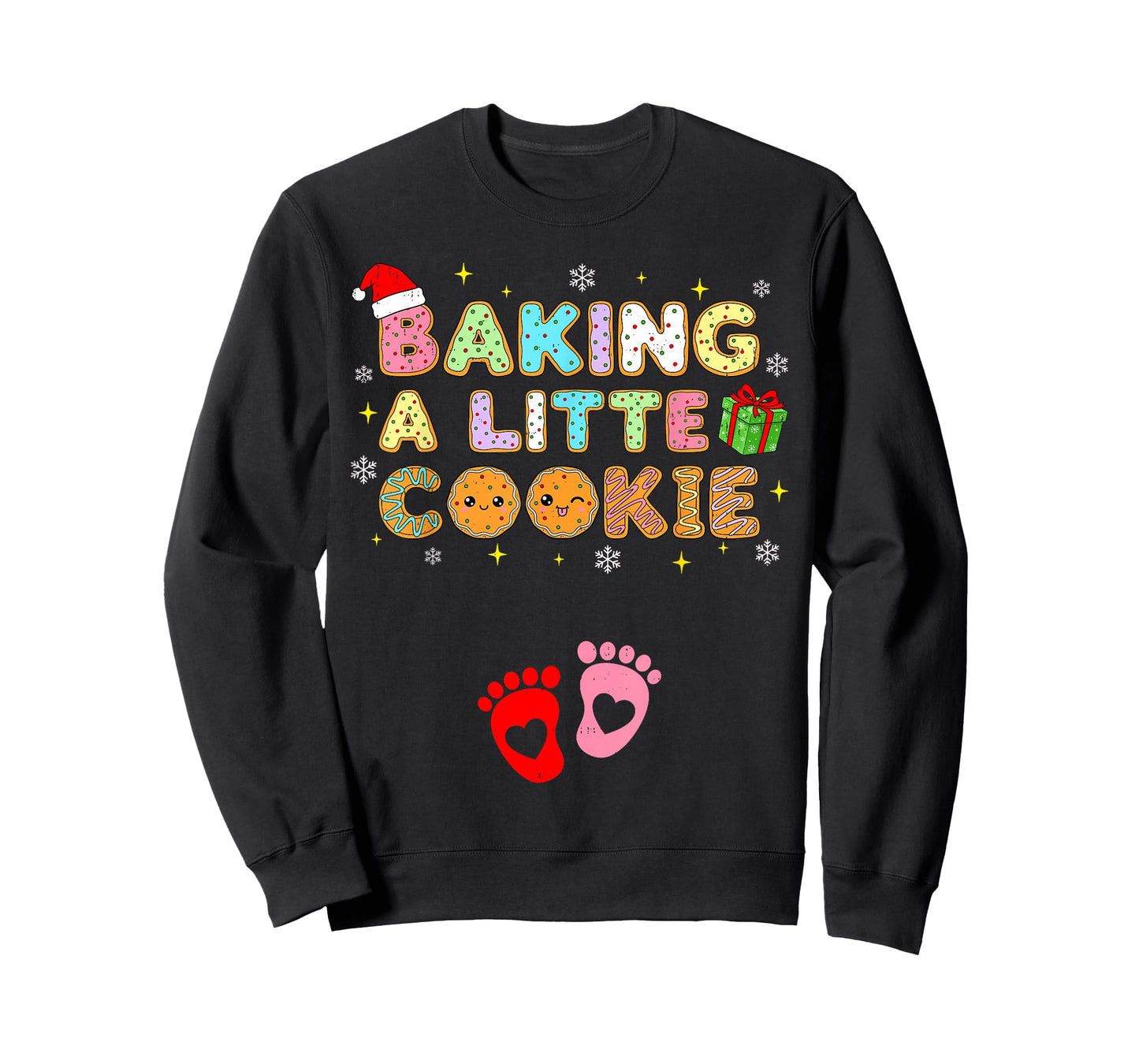 Pregnancy Announcement Christmas Funny Baking Little Cookie T-Shirt