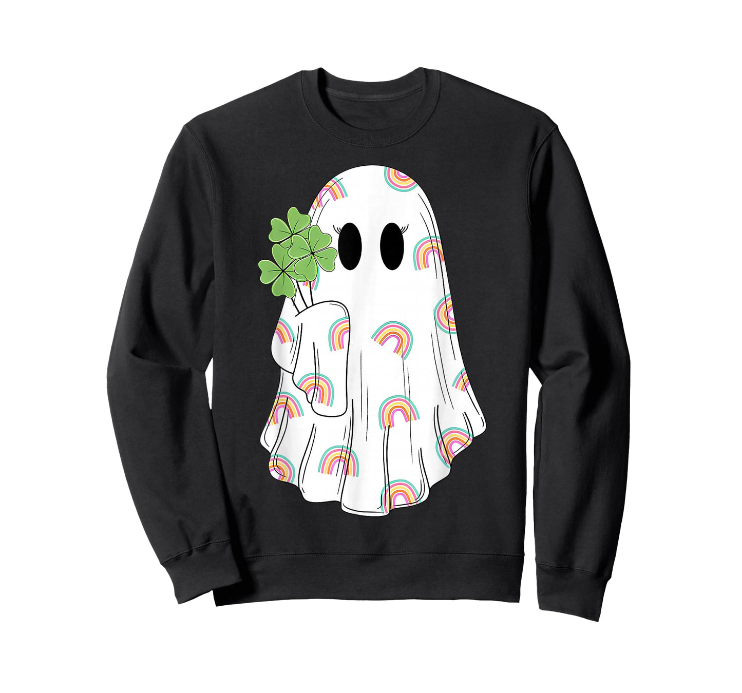 Spooky Ghost St. Patrick's Day Clover Irish Woman Outfit T-Shirt