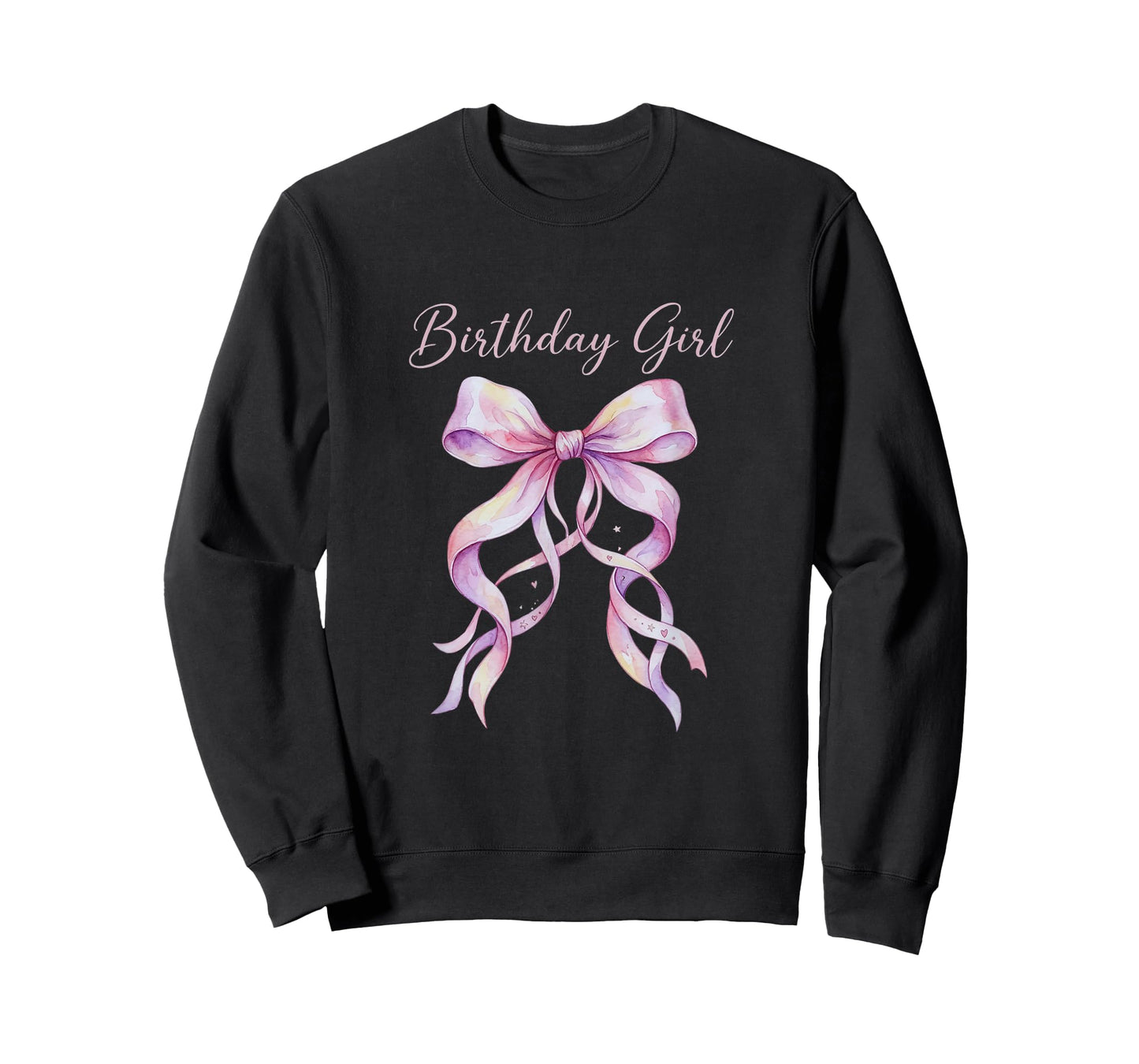 Coquette Birthday Girl Pink Watercolor Bow Aesthetic T-Shirt