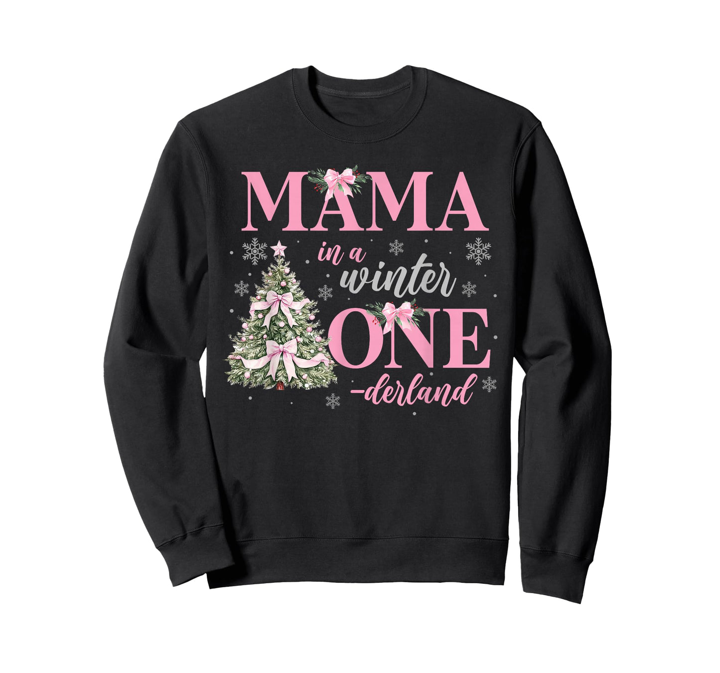 Mama in a Winter Onederland Birthday Girl Christmas Tree T-Shirt