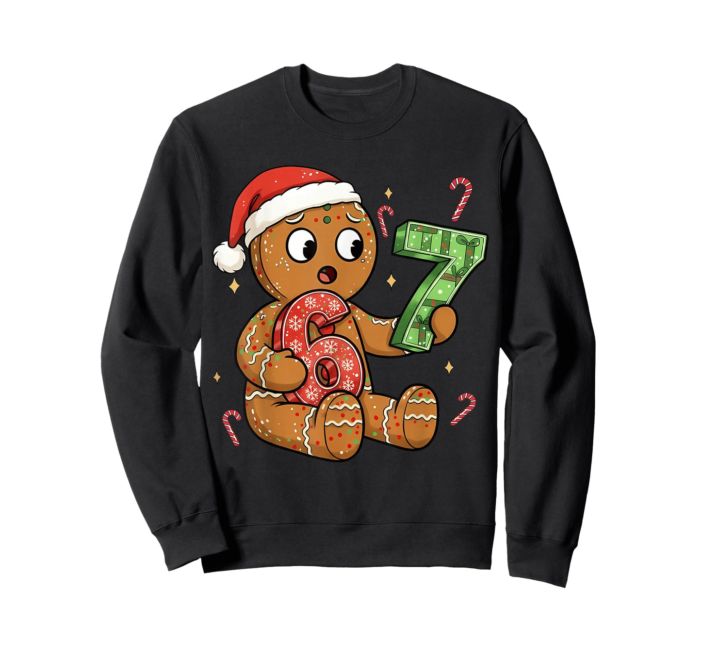 Gingerbread Six Seven 67 Meme 6 7 Funny Christmas Boys Kids T-Shirt