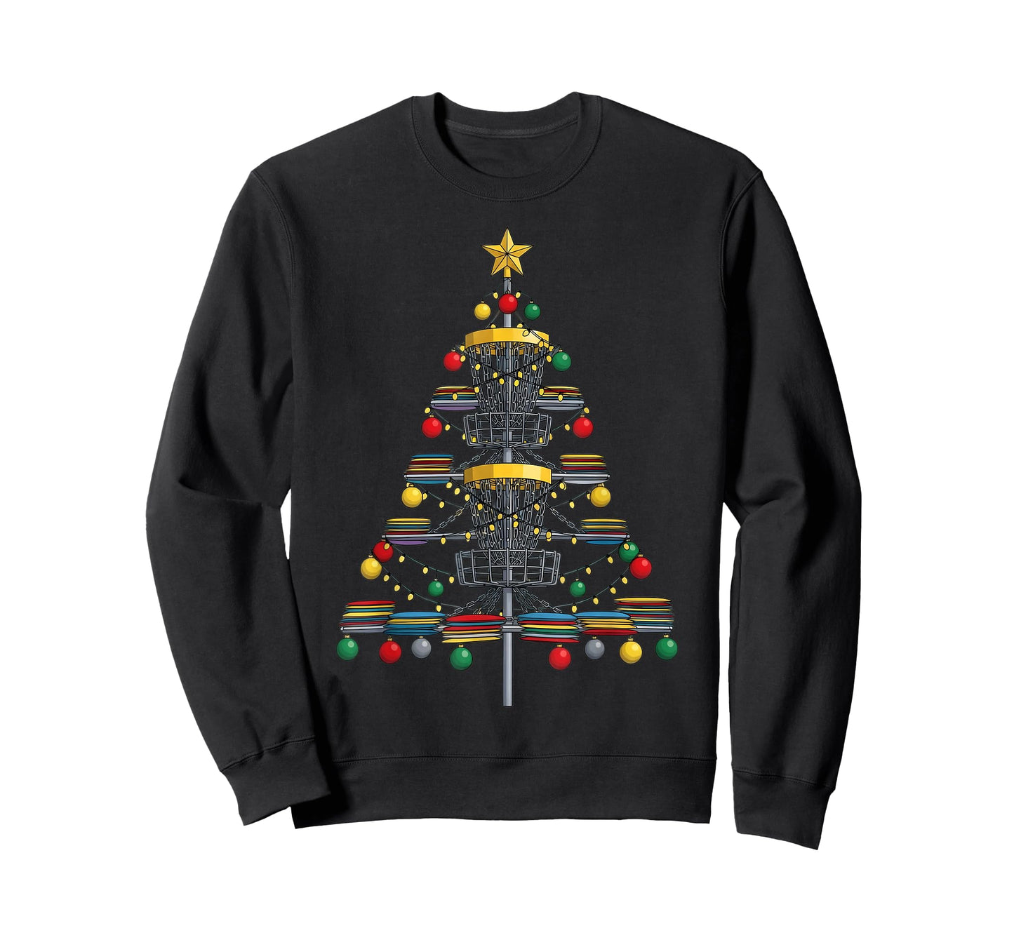 Disc Golf Christmas Tree Lights Xmas Funny Graphic Boys Men T-Shirt