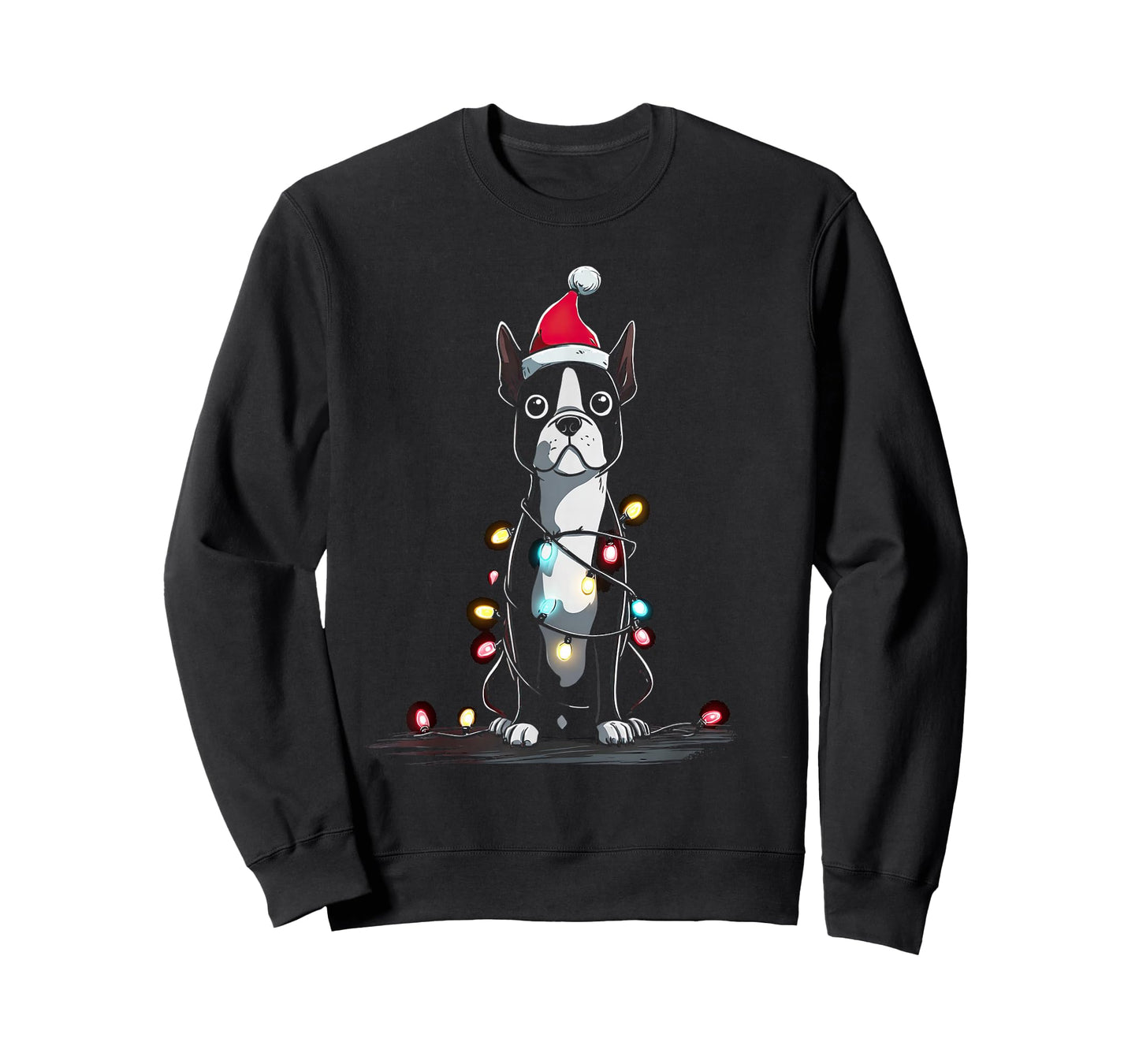 Funny Boston Terrier Christmas Graphics Dog Lights Lover T-Shirt