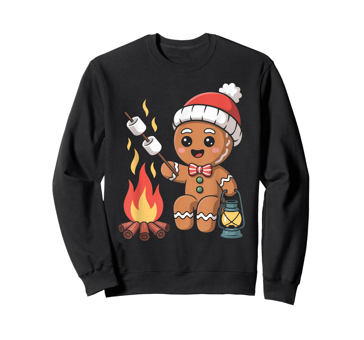 Gingerbread Marshmallow Roaster Camping Christmas T-Shirt