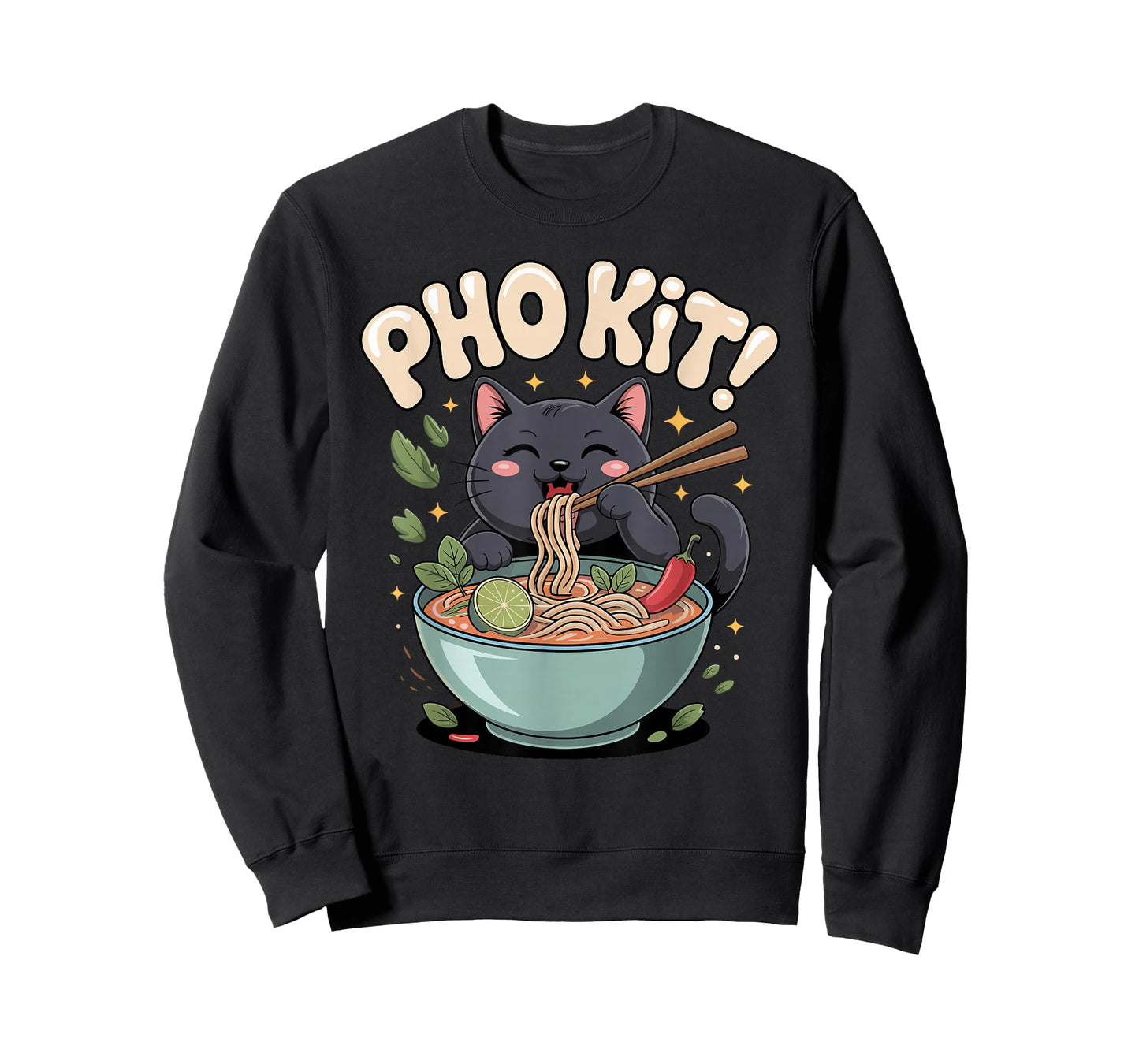 Black Noodle Cat Vietnamese Food Pho Kit T-Shirt