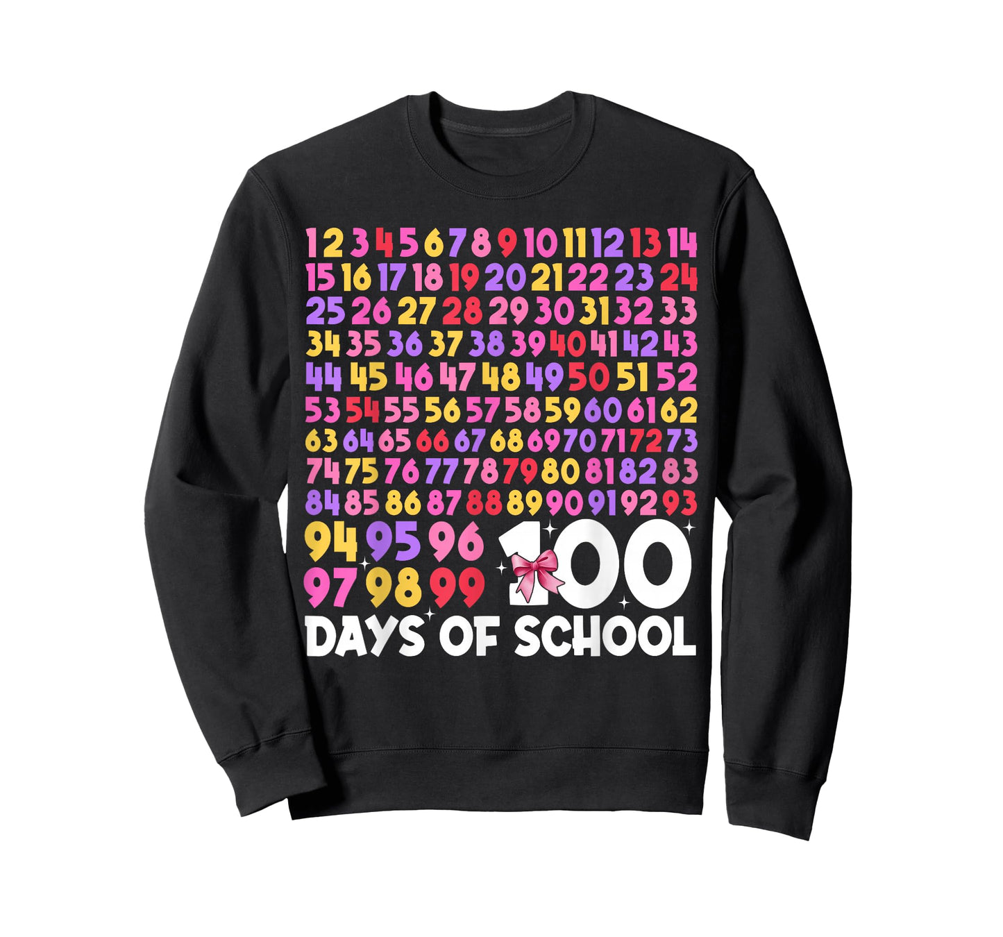 100 Days Math Numbers 100th Day of School Bows Teacher Kids T-Shirt