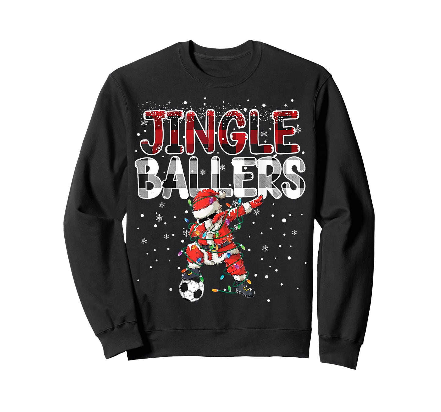 Jingle Ballers Santa Football Christmas Soccer Plaid T-Shirt
