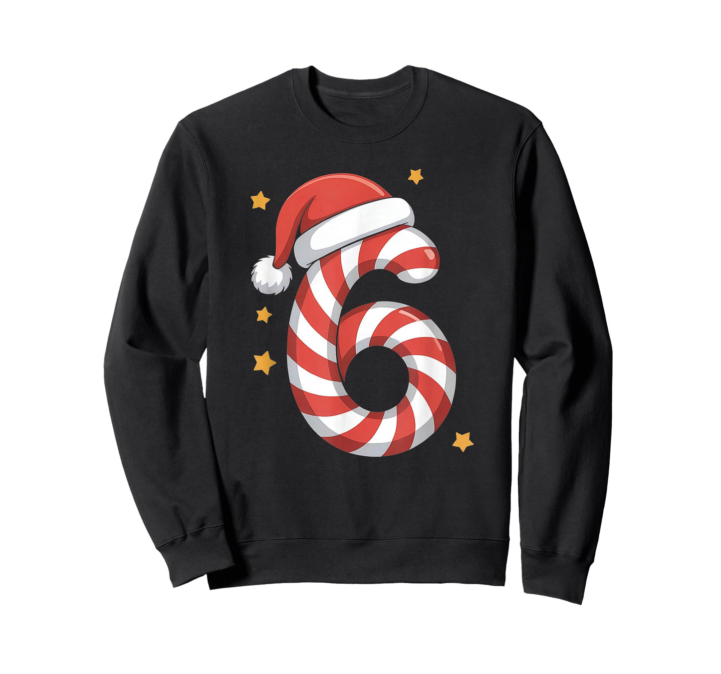 Xmas Candy Cane 6 Santa Hat Six Seven Matching Christmas T-Shirt