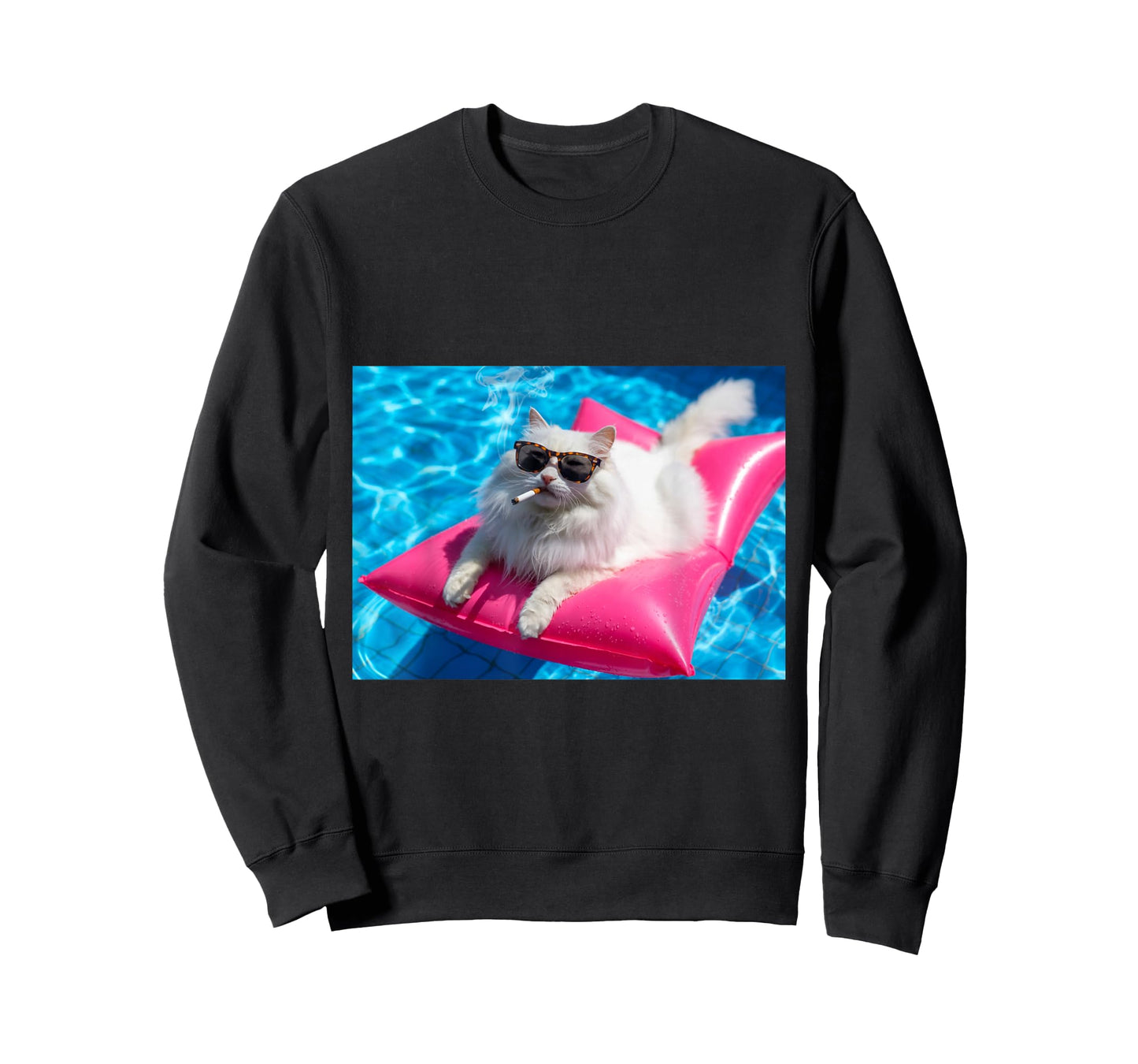 Cigarette Kitten Swimming Pool Cat Smoking Cigarette Meme T-Shirt
