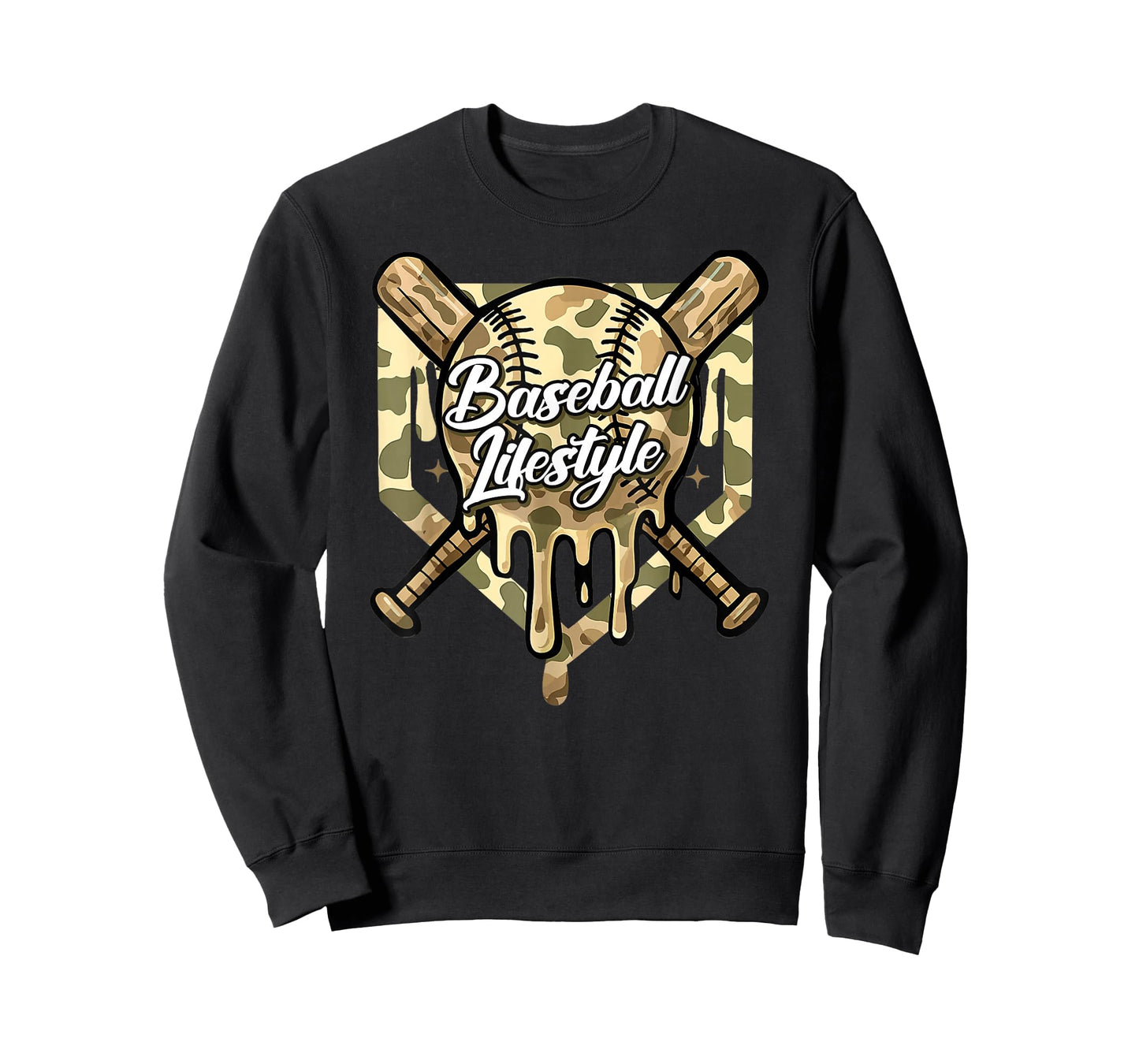 Baseball Life Lifestyle Home Plate Camo Ice Cream Drip Kids T-Shirt