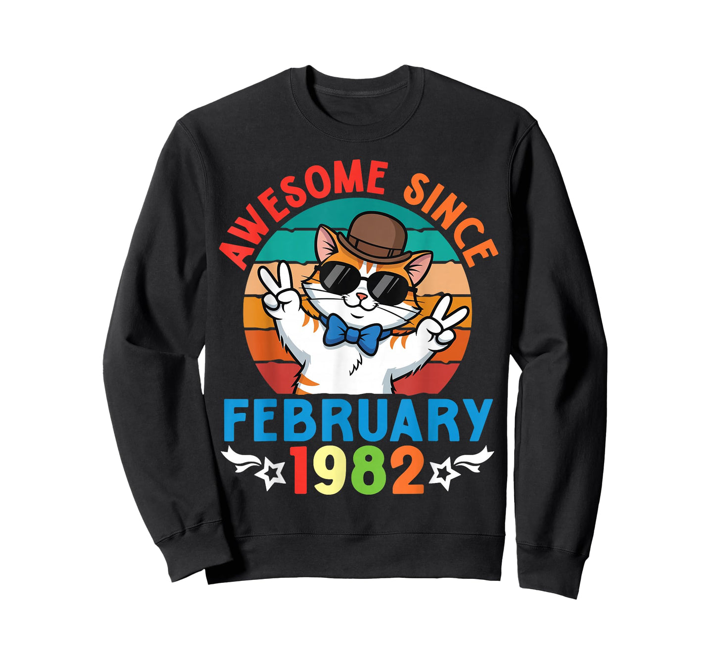 Cat Boy Awesome Since February 1982 My Birthday 44 Years Old T-Shirt