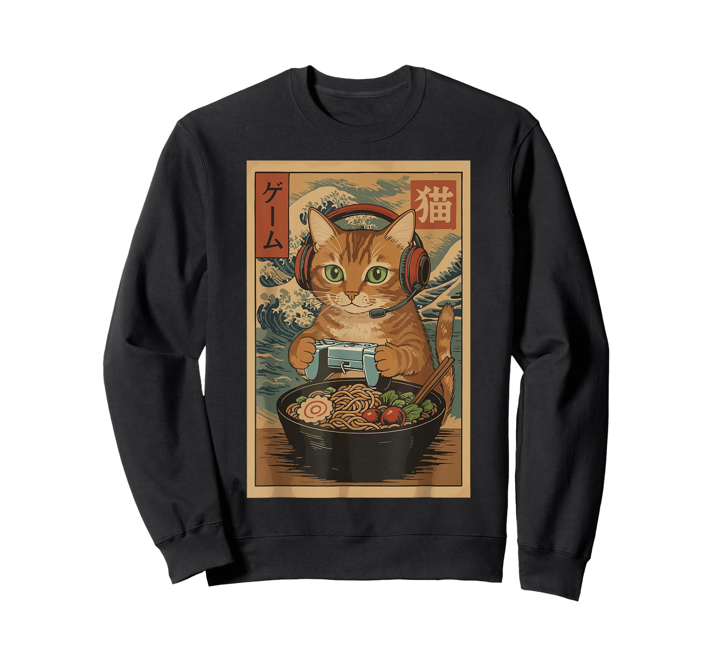 Kawaii Japanese Ramen Cat Retro Gaming Shirts for Men T-Shirt