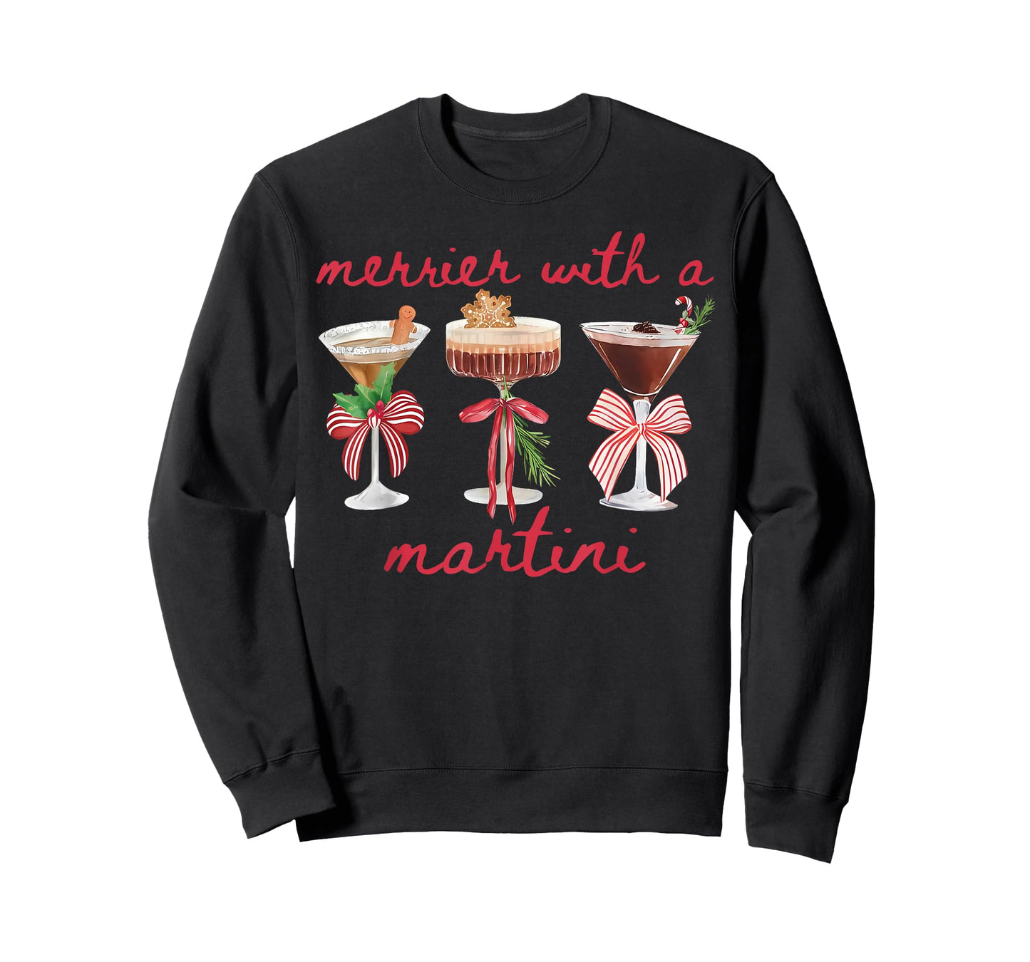 Merrier with A Martini Funny Bachelorette Merry Christmas T-Shirt