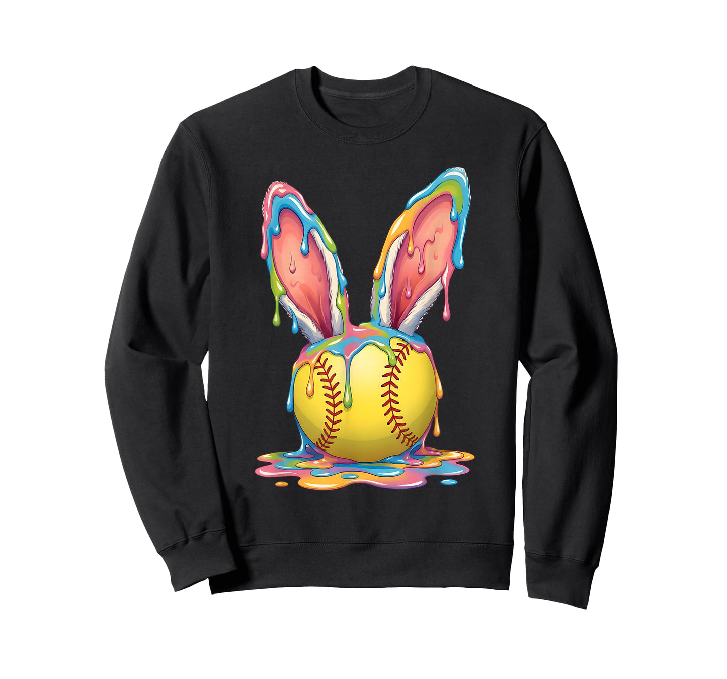 Easter Bunny Softball Ice Cream Drip T-Shirt
