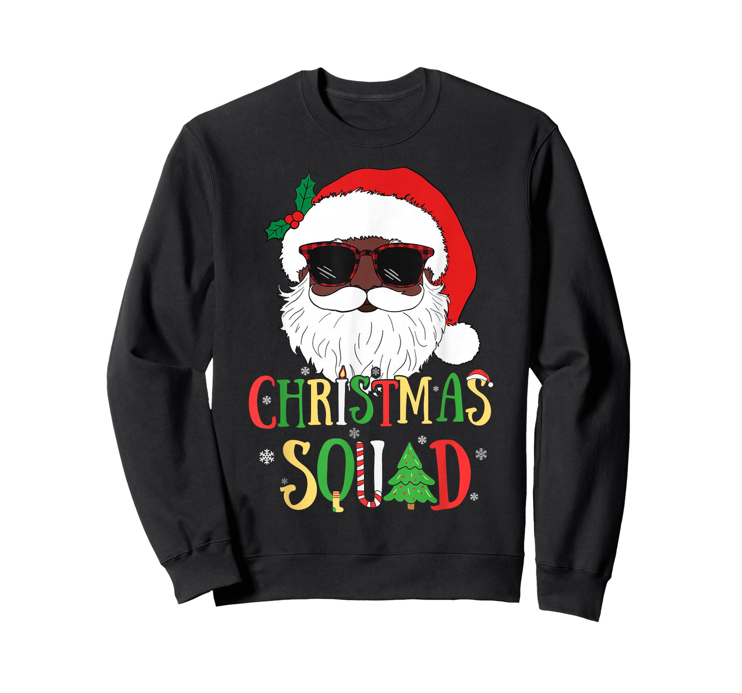 Santa Christmas Squad Black Men African American Pajamas T-Shirt