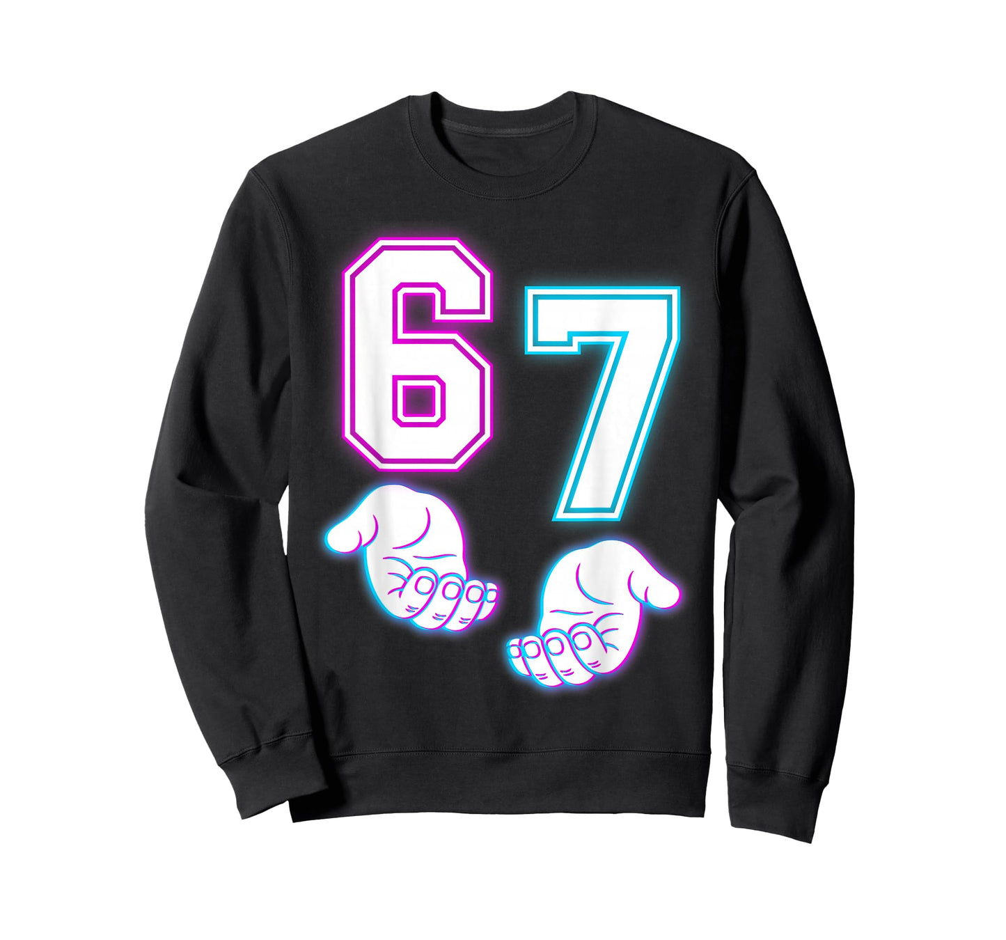 Funny Six Seven 6 7 Meme Gen Alpha Slang 6 7 Glowing Hands T-Shirt
