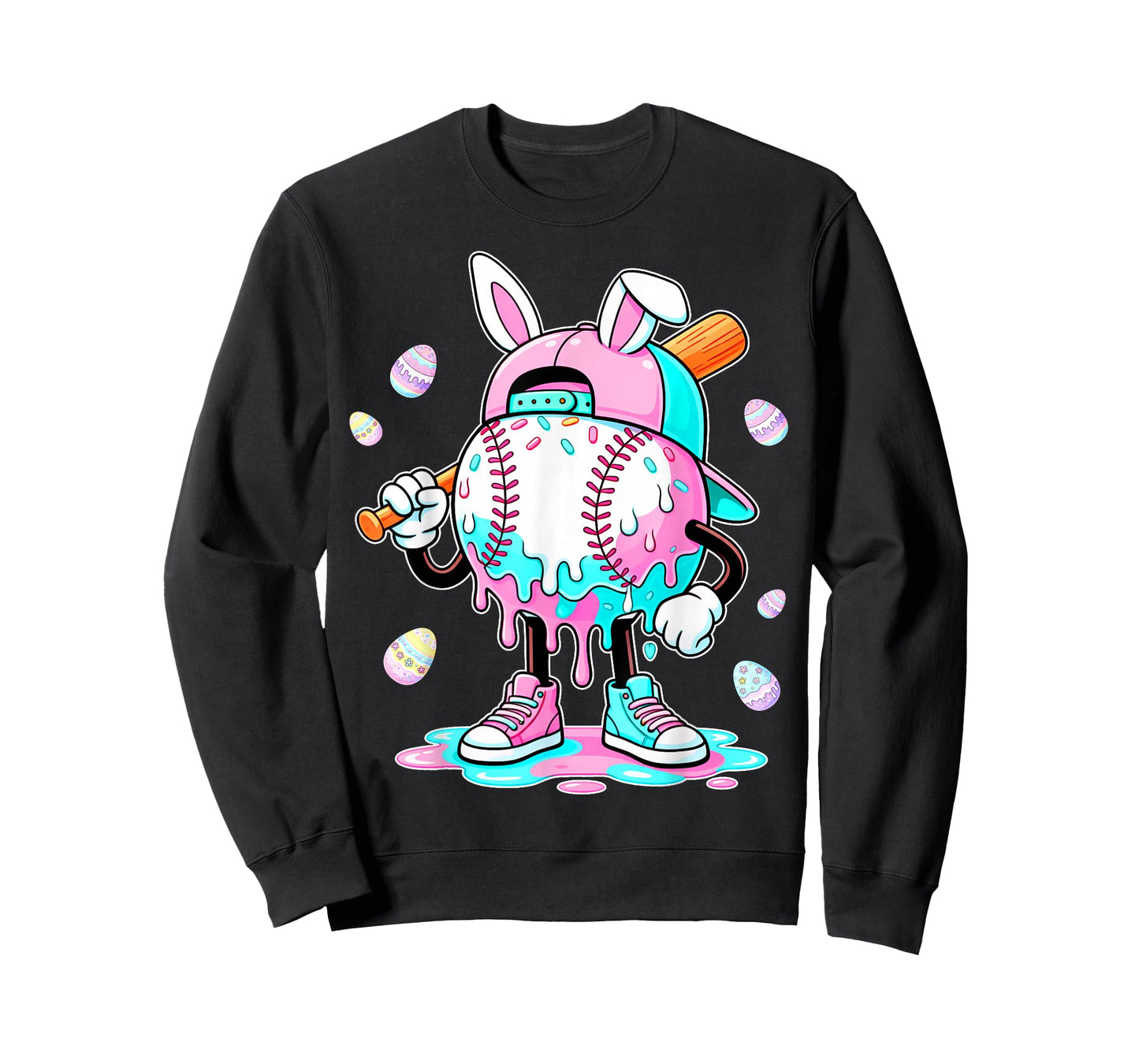 Dripping Drip Tie Dye Baseball Easter Bunny Men Boy Kid T-Shirt
