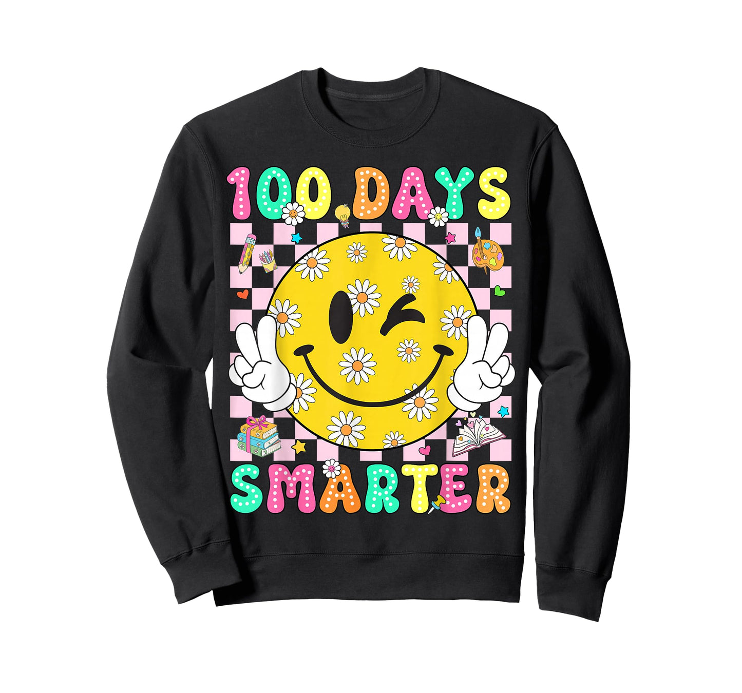 Groovy 100 Days Smarter Vibes Cute 100 Days of School Kids T-Shirt