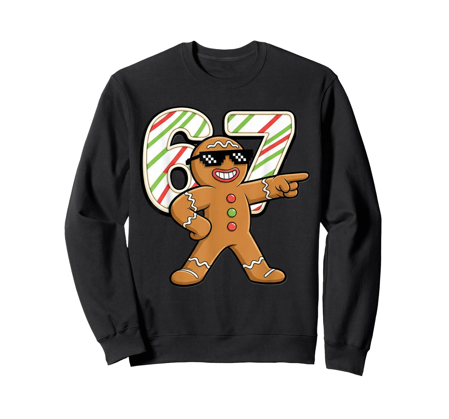 Funny 6 7 Six Seven 67 Meme Gingerbread Man Christmas T-Shirt