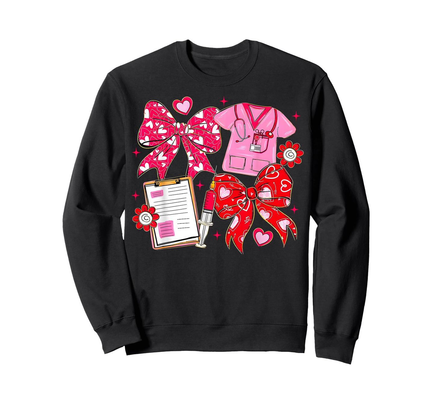 Nurse Coquette Bow Valentine Nurse RN PCT CNA Girl Women T-Shirt