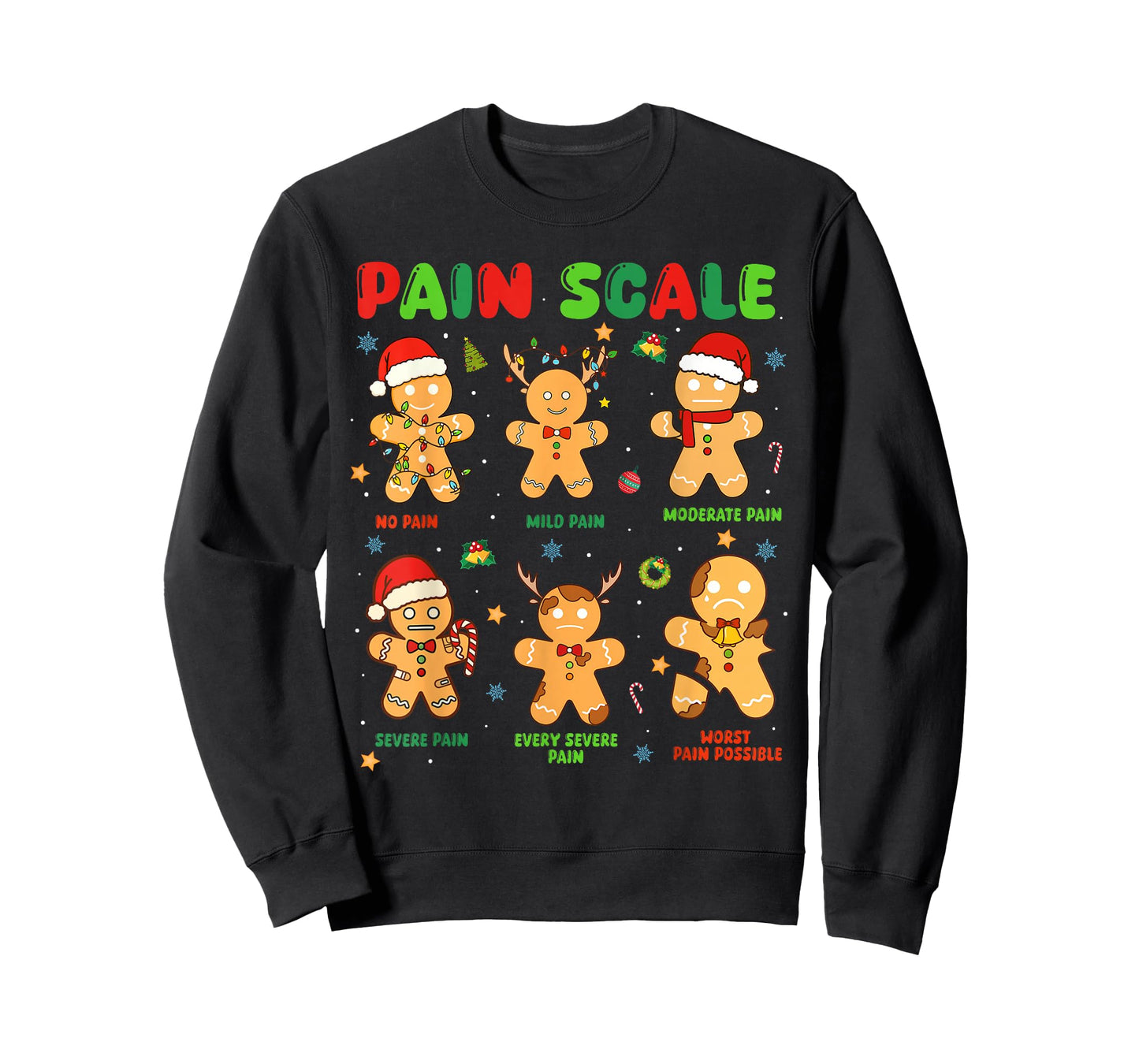 Pain Scale Funny Gingerbread Man Christmas Nurse Holiday T-Shirt