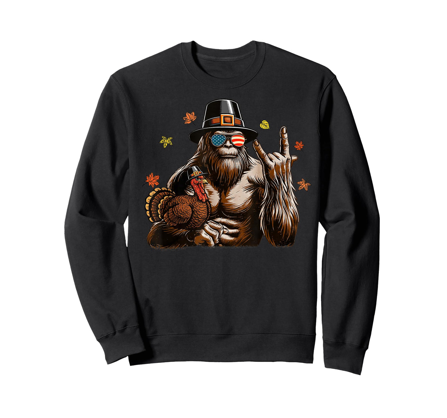 Bigfoot Pilgrim Turkey Thanksgiving Shirts for Boys Men Kids T-Shirt