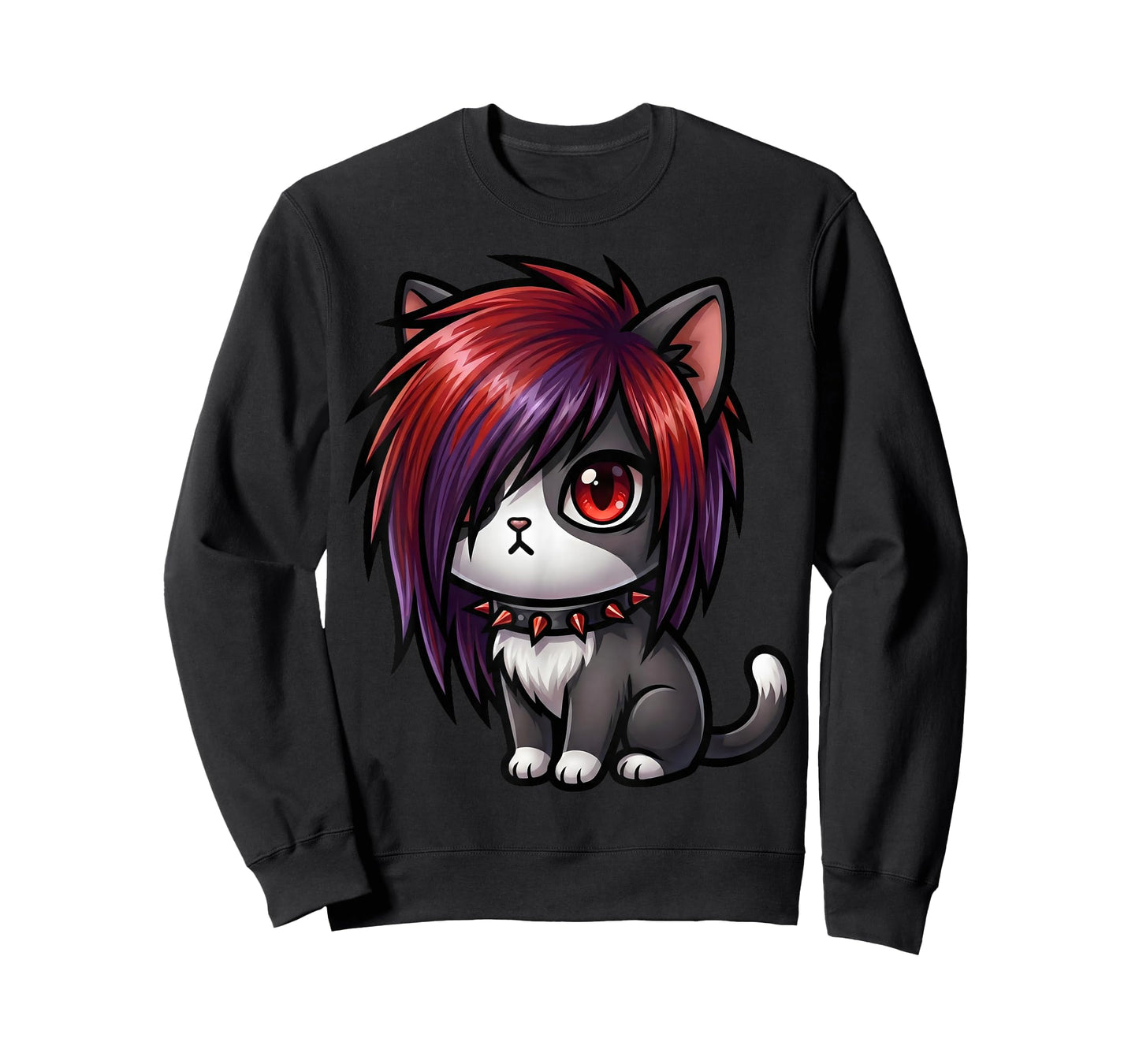 Funny Cat Goth Girl Emo Gothic Kitty Kawaii Kids Boys T-Shirt